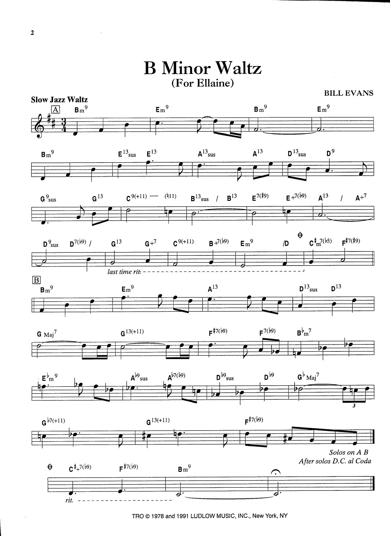 B Minor Waltz — Bill Evans B Minor Waltz — Bill Evans