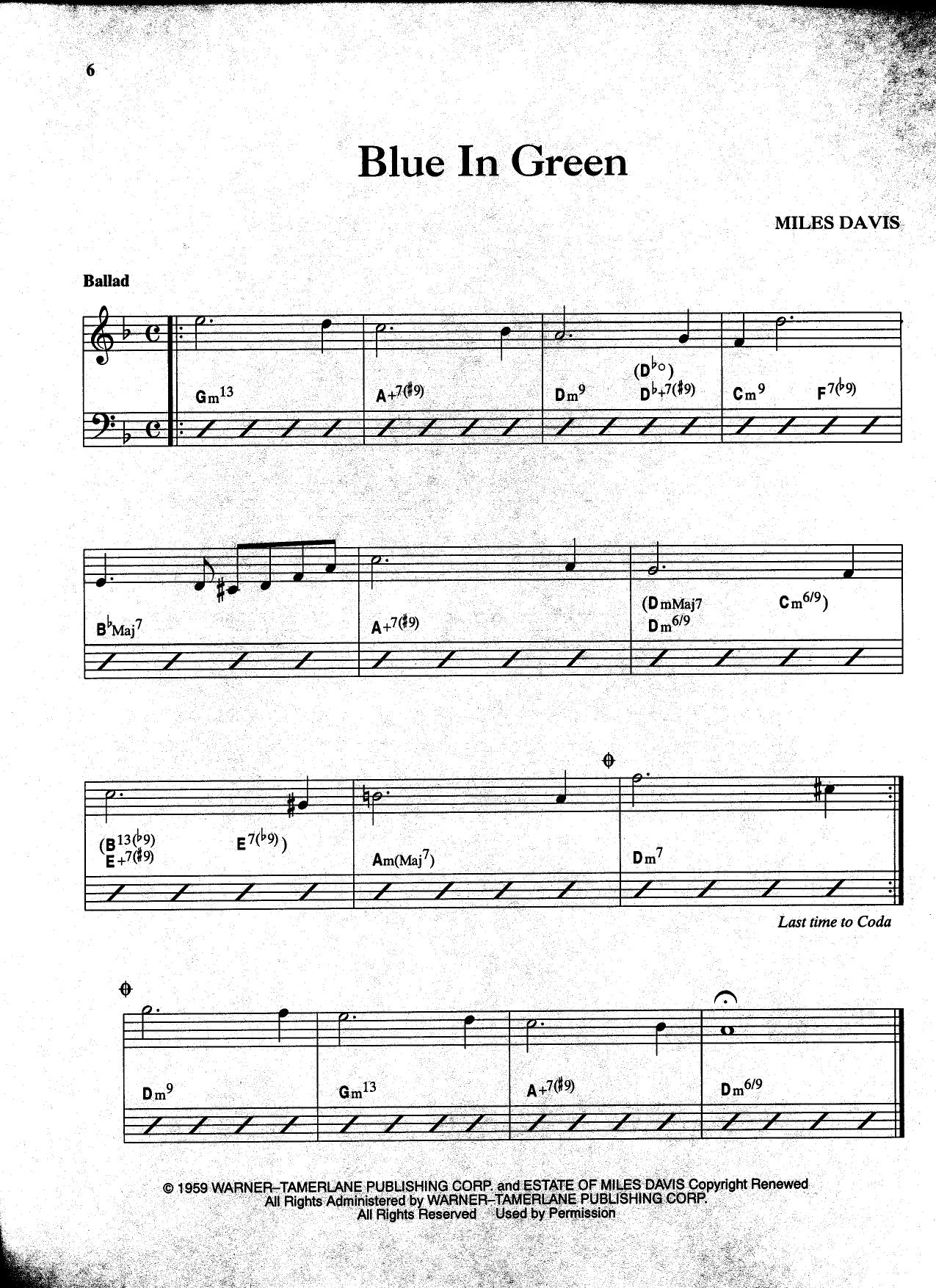 Blue In Green — Miles Davis Blue In Green — Miles Davis