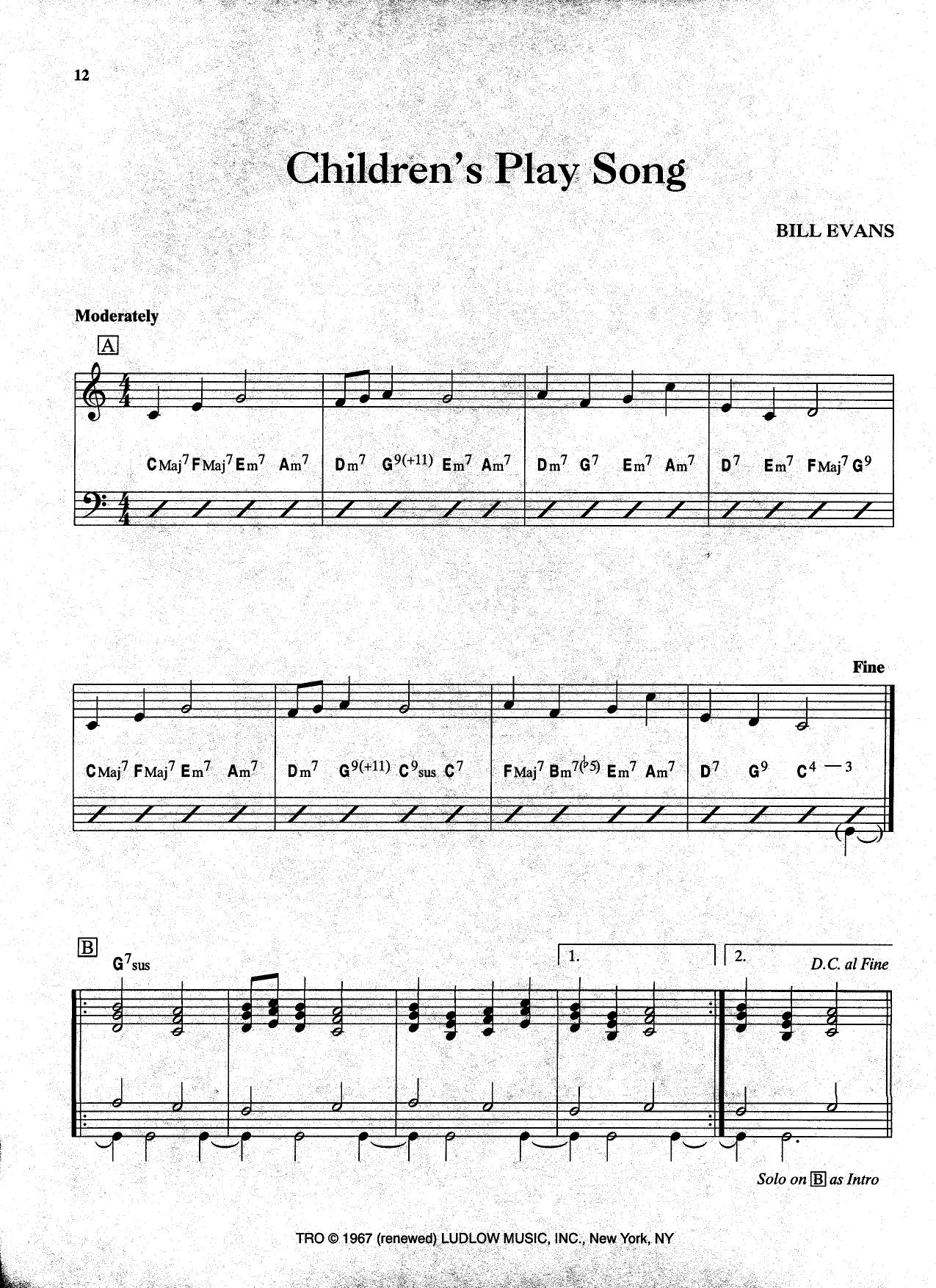 Children's Play Song — Bill Evans Children's Play Song — Bill Evans
