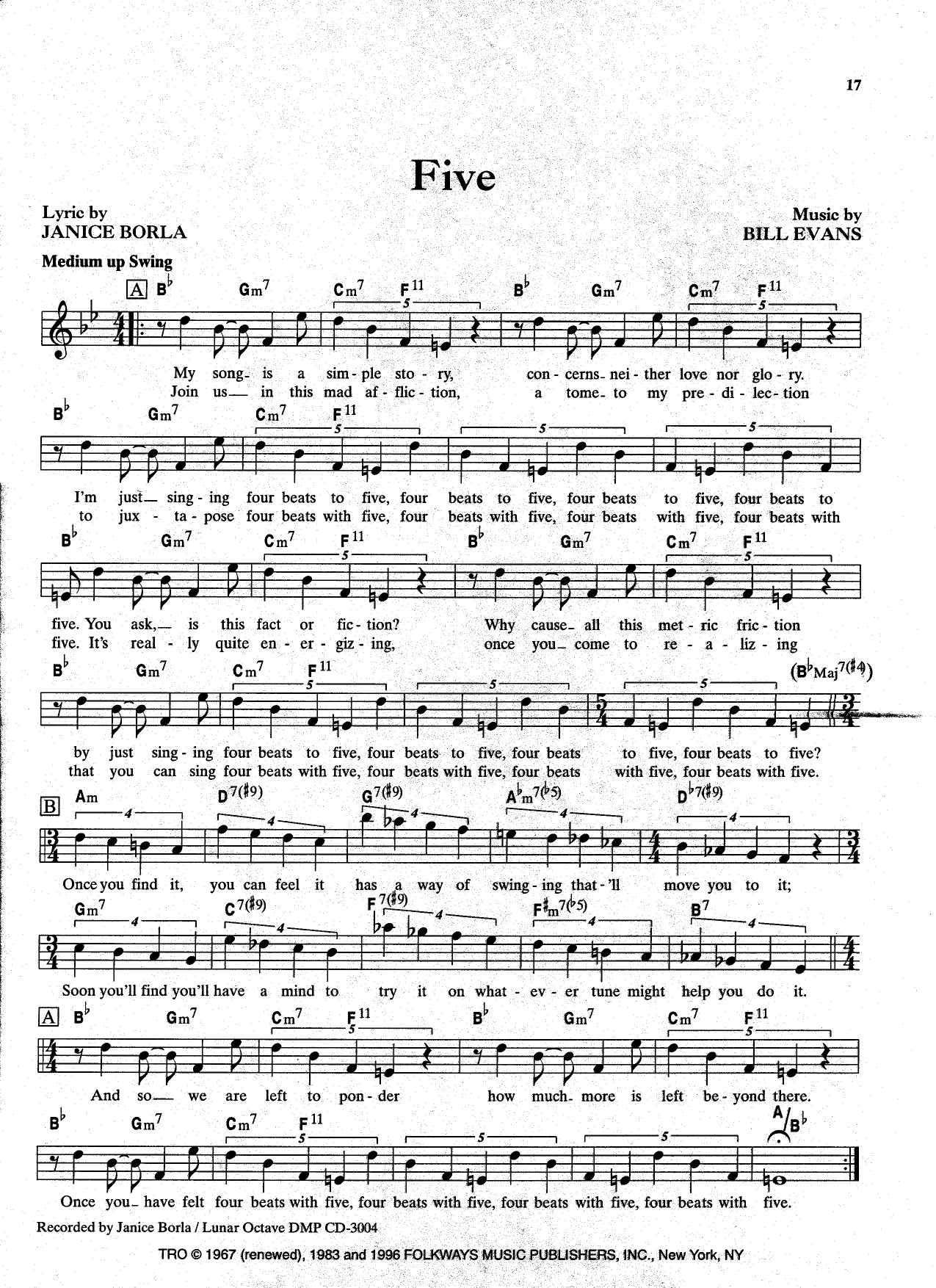 Five — J Borla/Bill Evans Five — J Borla/Bill Evans