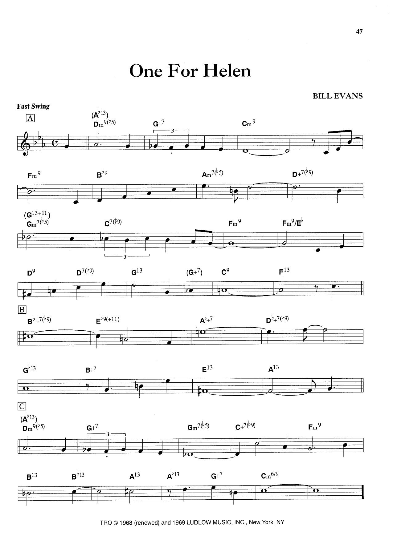 One For Helen — Bill Evans One For Helen — Bill Evans