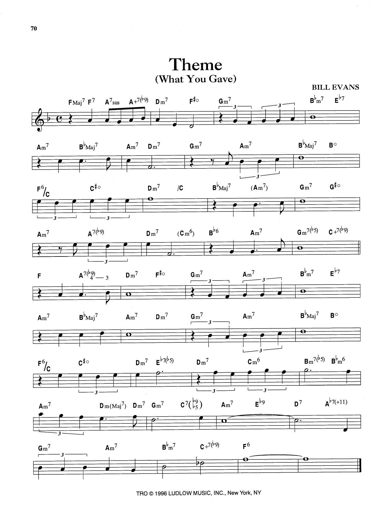 Theme (What You Gave) — Bill Evans Theme (What You Gave) — Bill Evans