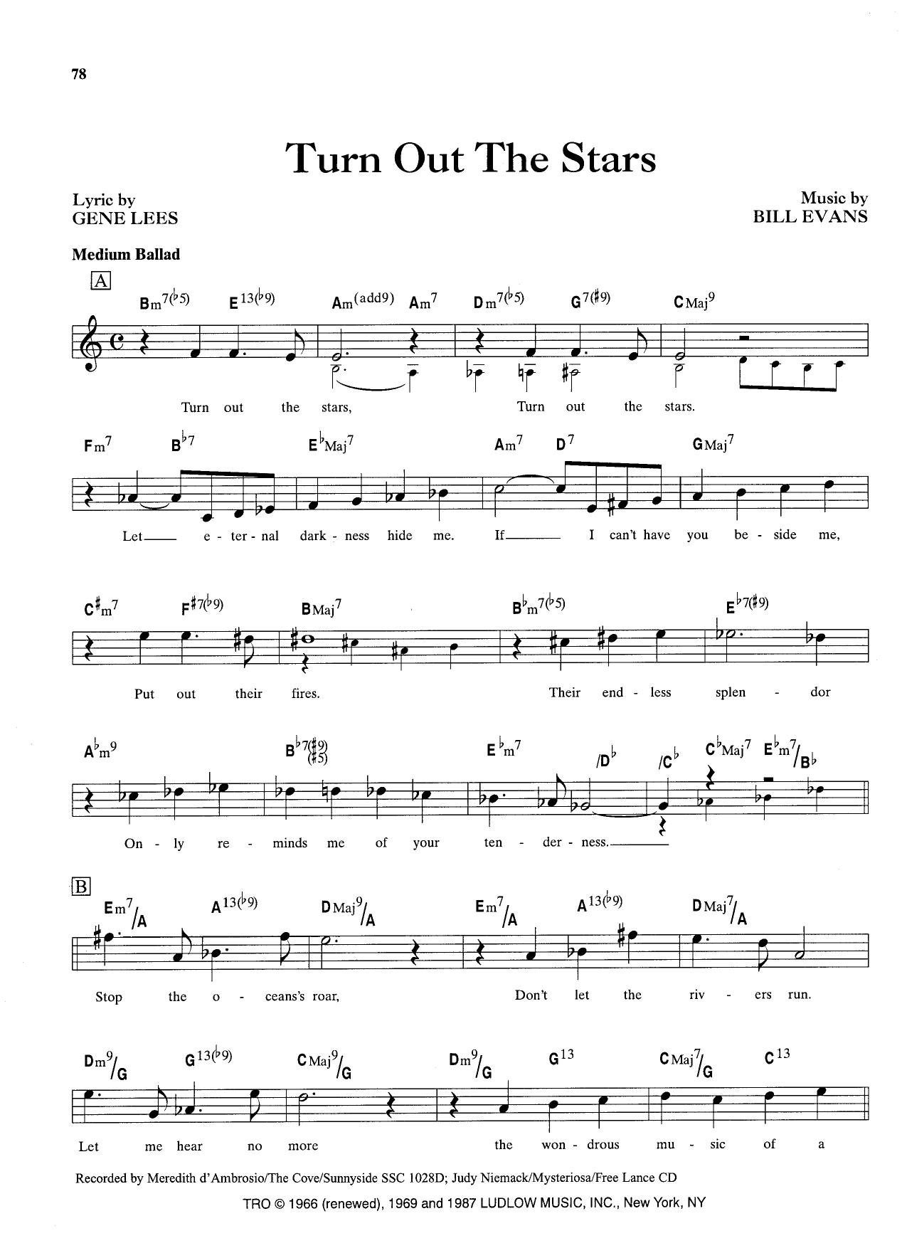 Turn Out The Stars — G Lees/Bill Evans) Turn Out The Stars — G Lees/Bill Evans)