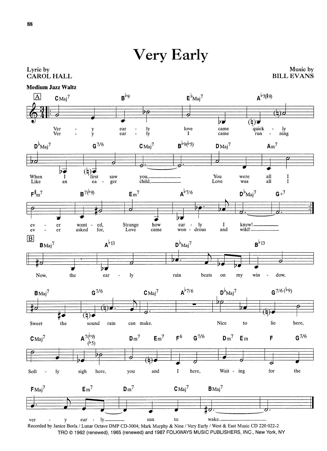 Very Early — C Hall/ Bill Evans) Very Early — C Hall/ Bill Evans)