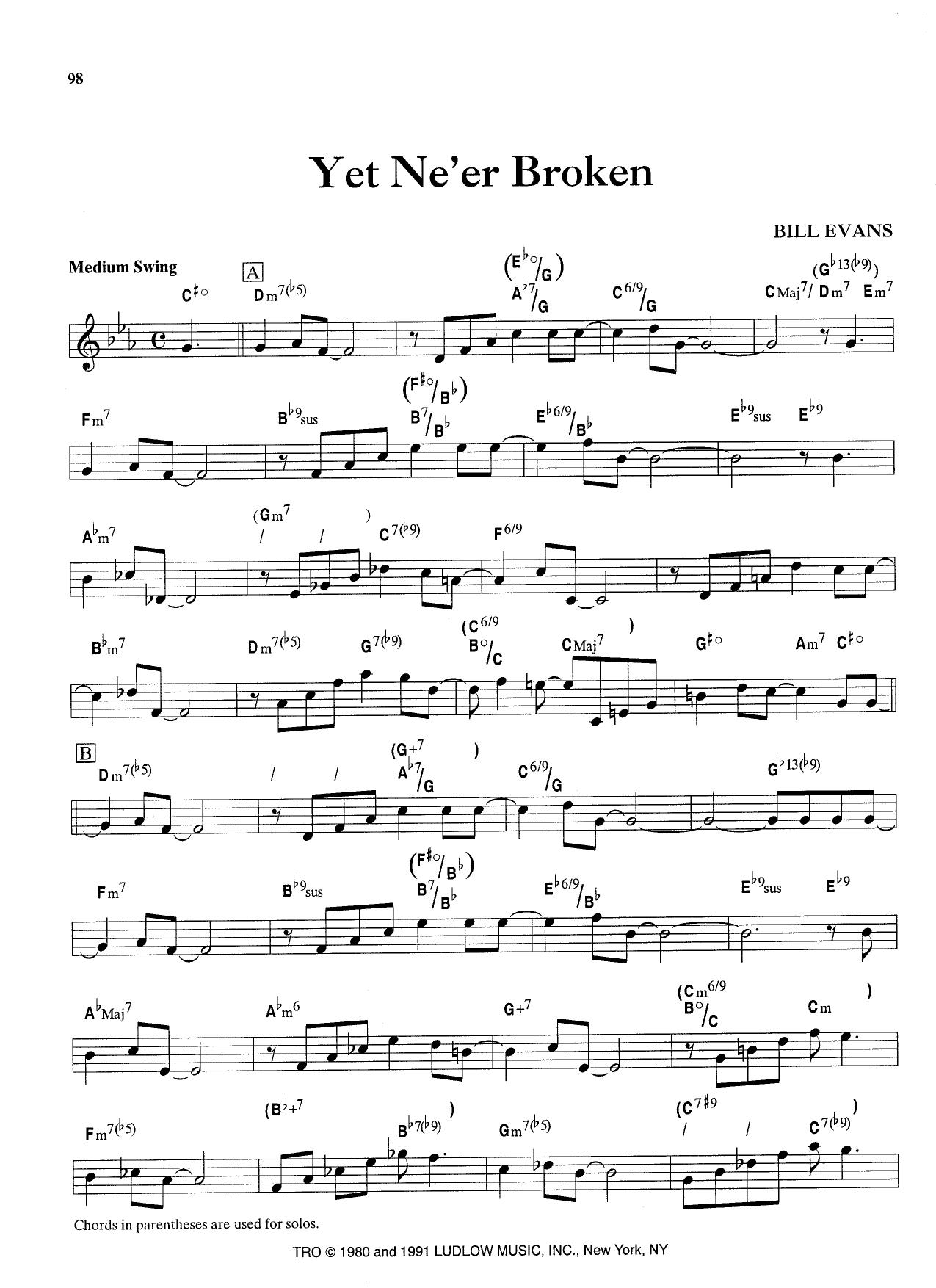 Yet Ne'er Broken — Bill Evans Yet Ne'er Broken — Bill Evans