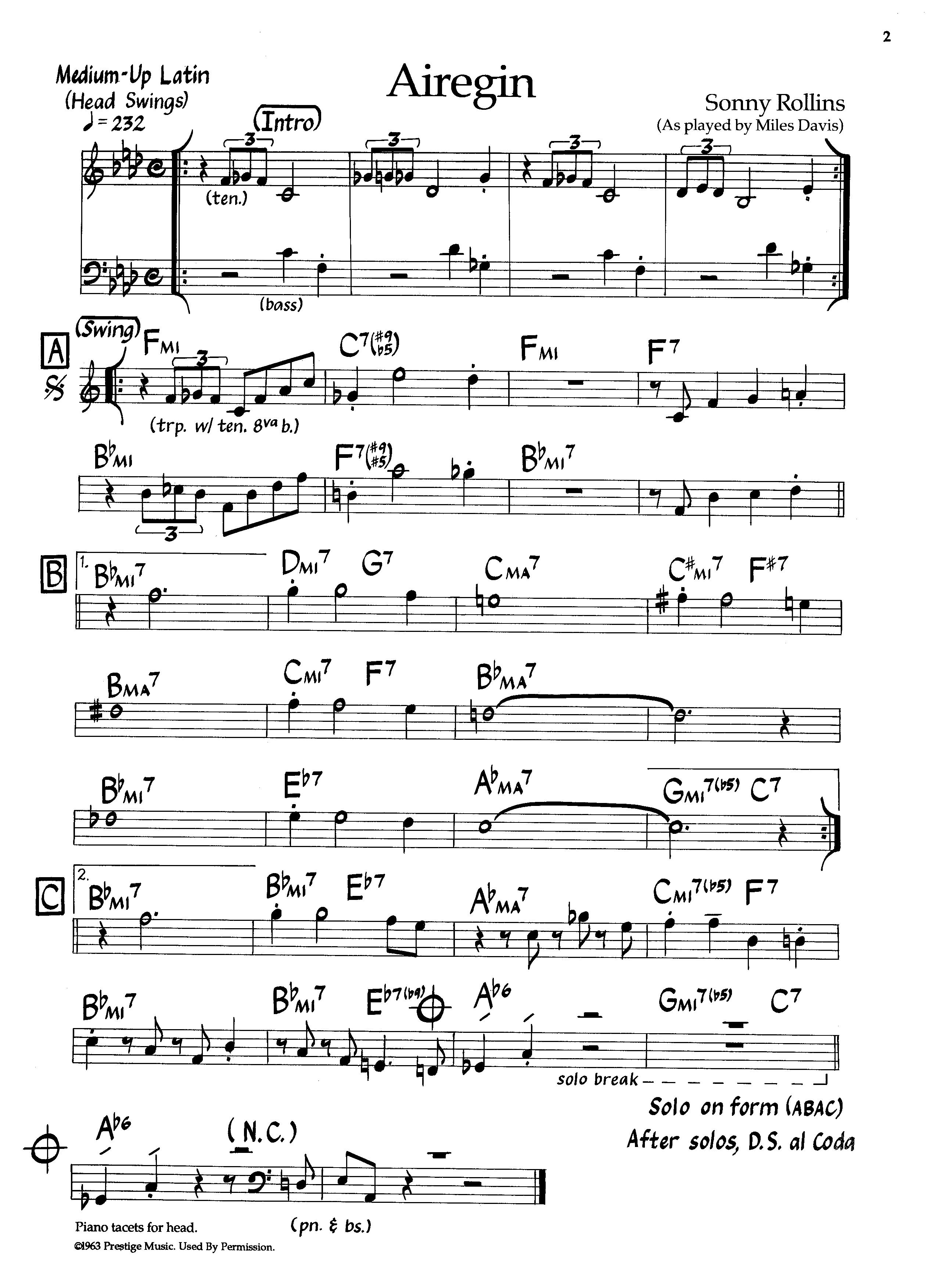 Airegin — Sonny Rollins Airegin — Sonny Rollins