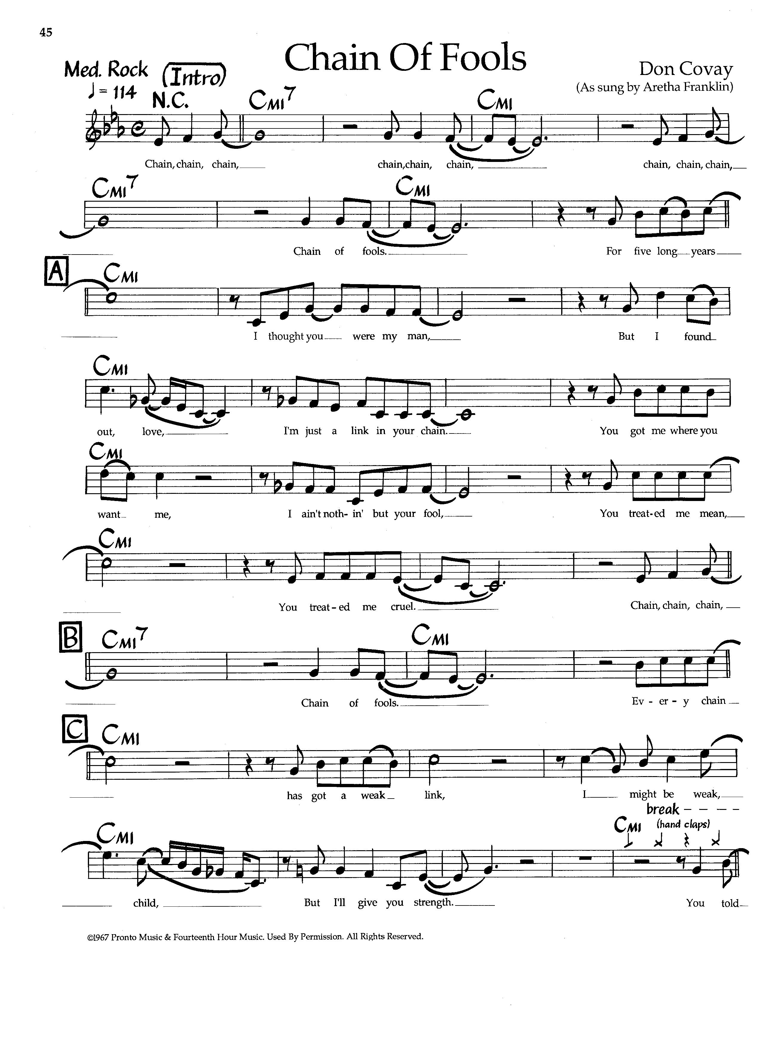 Chain Of Fools — Aretha Franklin Chain Of Fools — Aretha Franklin