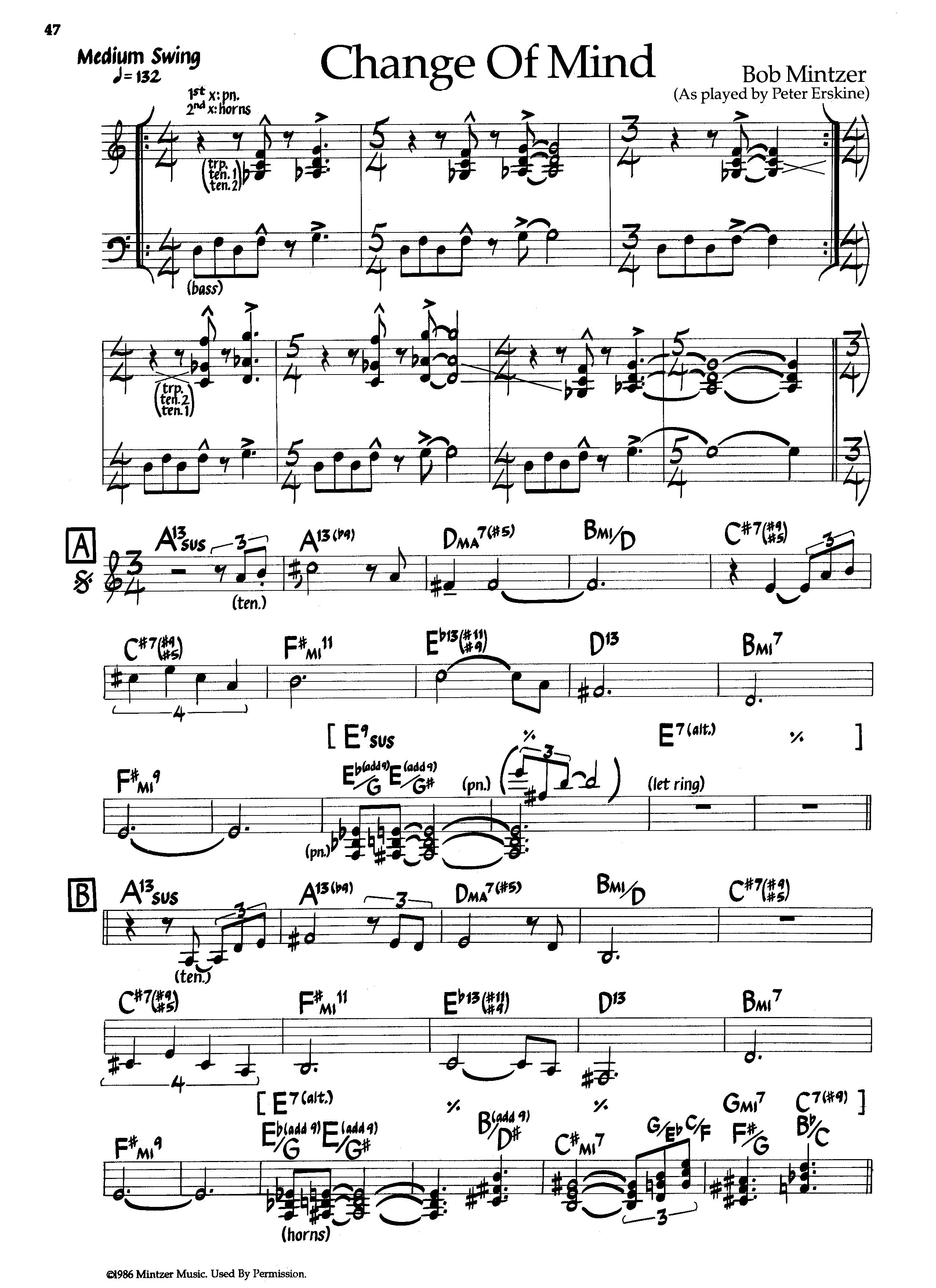 Change Of Mind — Peter Erskine Change Of Mind — Peter Erskine