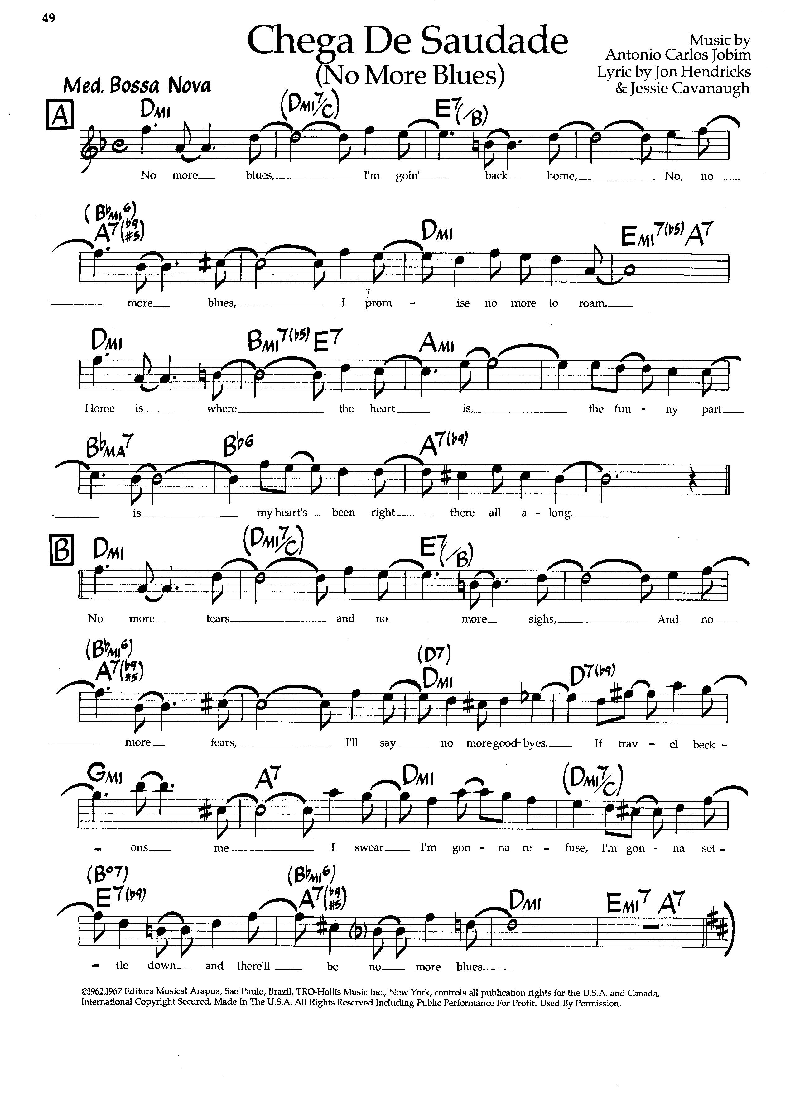 Chega De Saud Ade — Antonio Carlos Jobim Chega De Saud Ade — Antonio Carlos Jobim