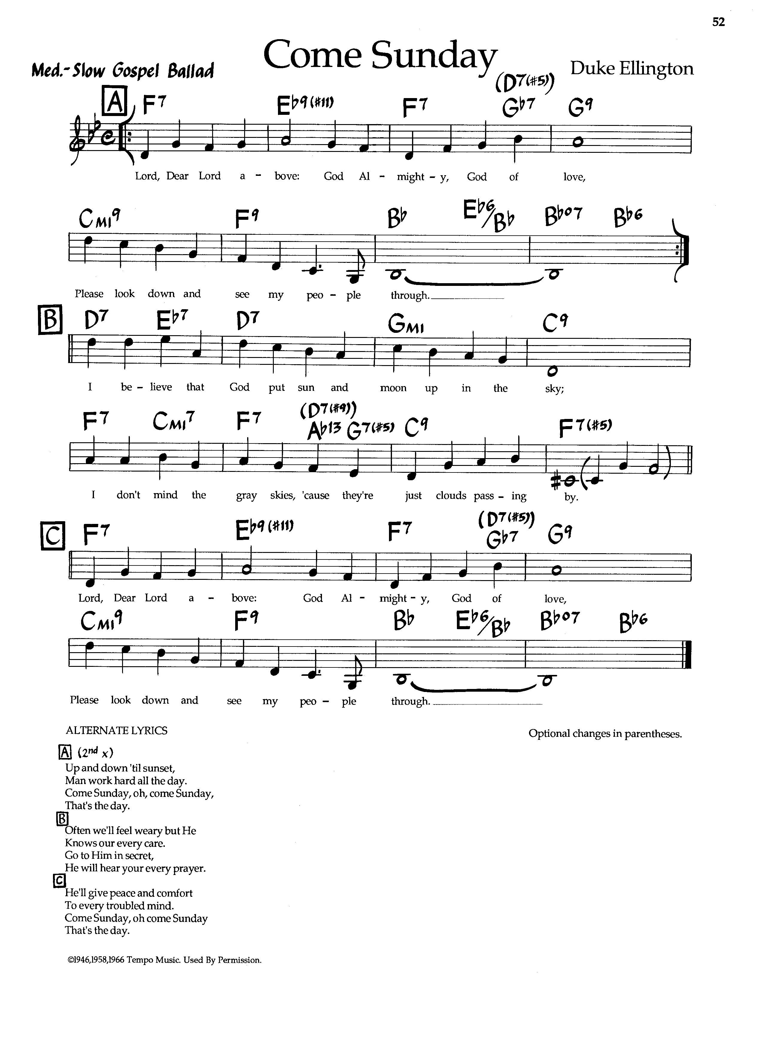 Come Sunday — Duke Ellington Come Sunday — Duke Ellington