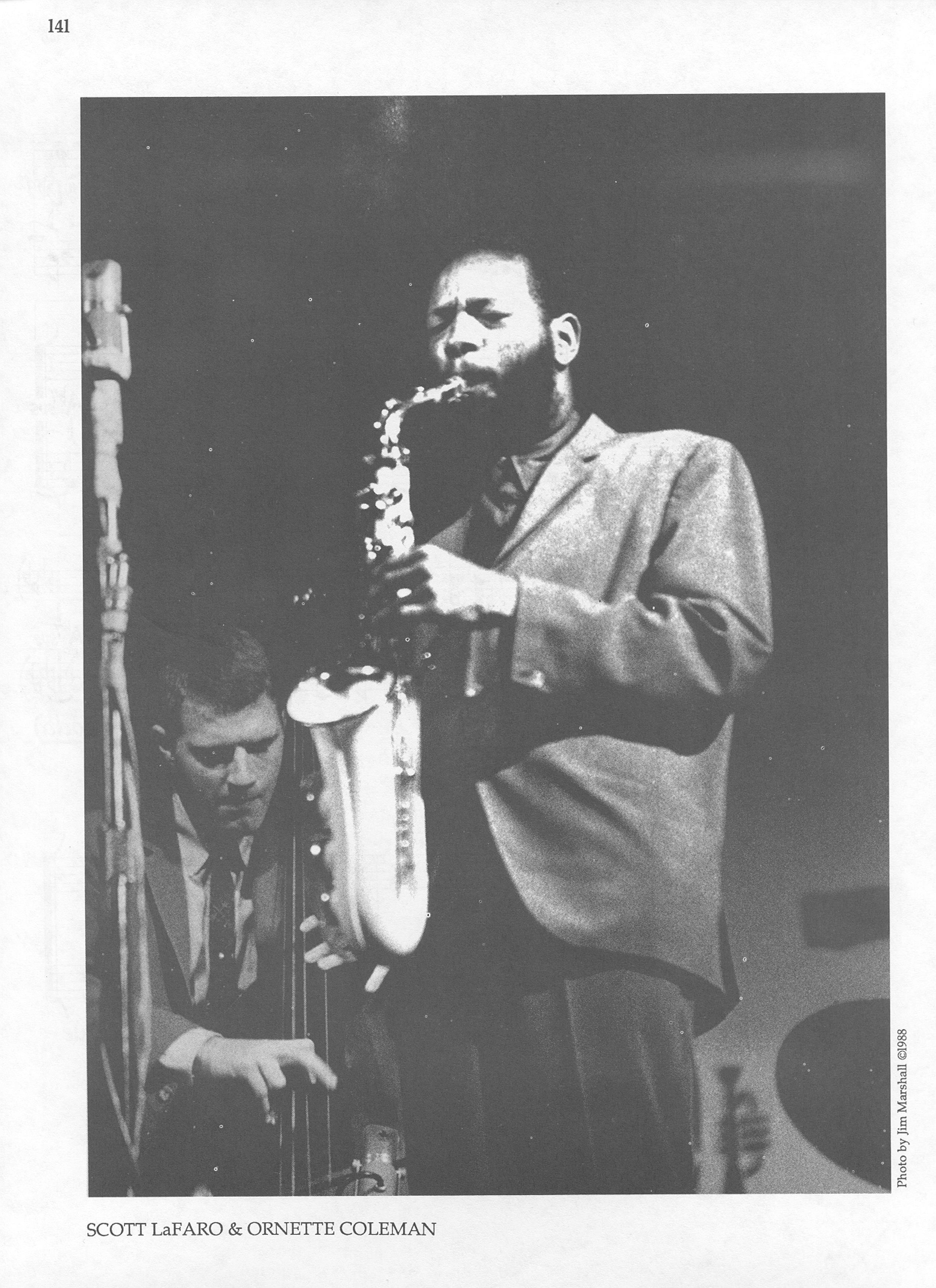 Photo of musicians — Scott LaFaro & Ornette Coleman Photo of musicians — Scott LaFaro & Ornette Coleman