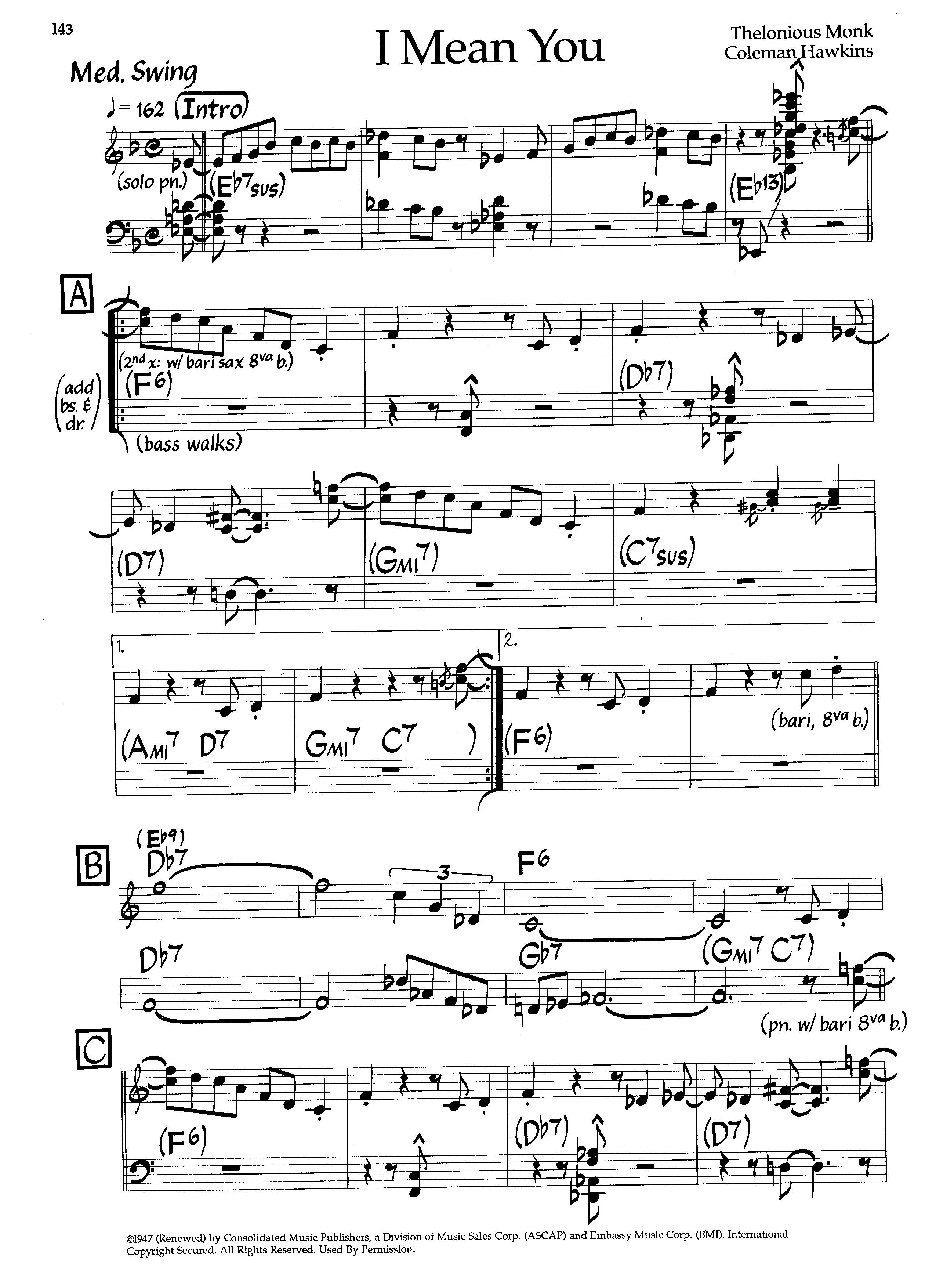 I Mean You — Thelonious Monk I Mean You — Thelonious Monk