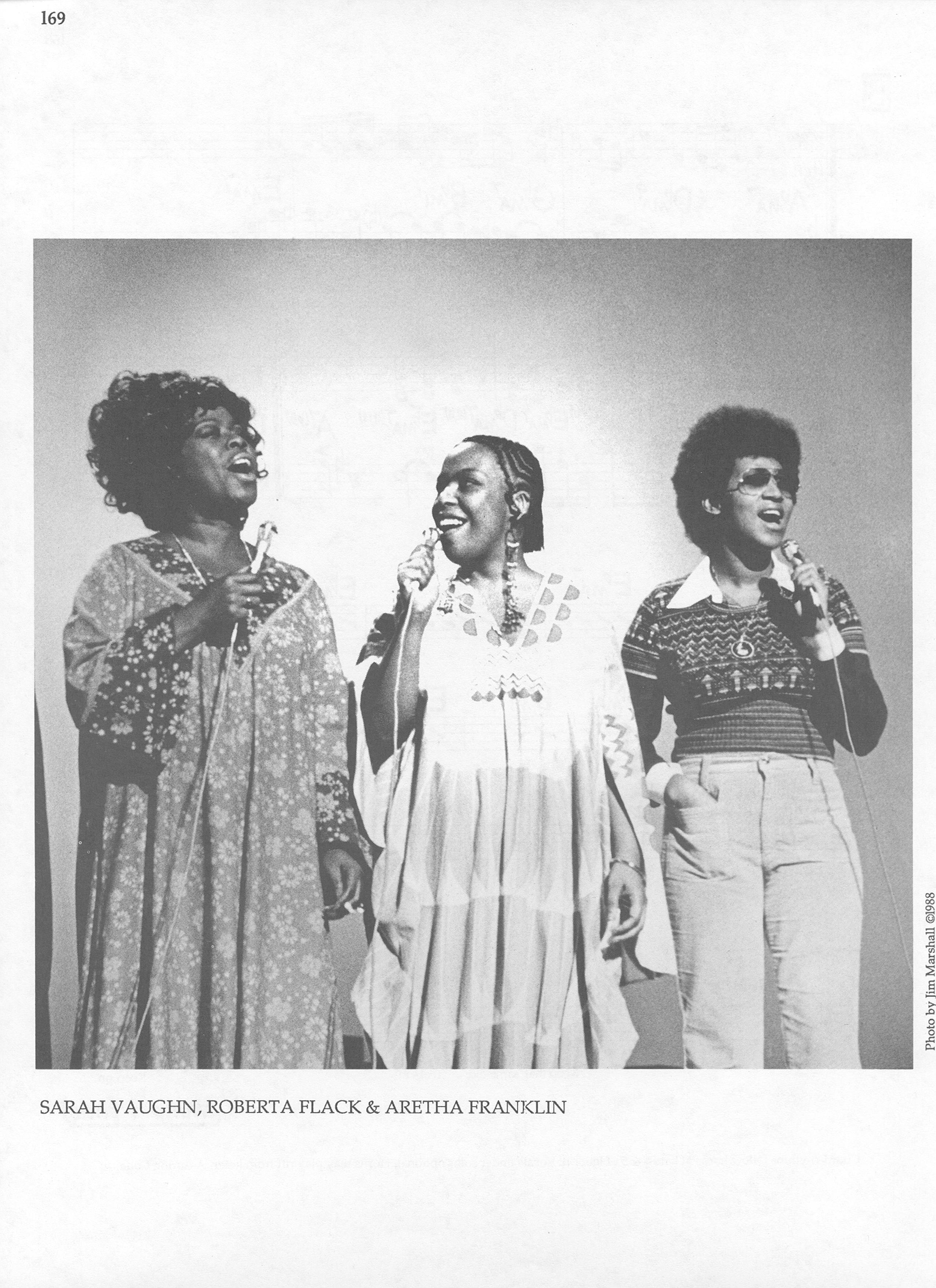 Photo of musicians — Sarah Vaughn, Roberta Flack & Aretha Franklin Photo of musicians — Sarah Vaughn, Roberta Flack & Aretha Franklin