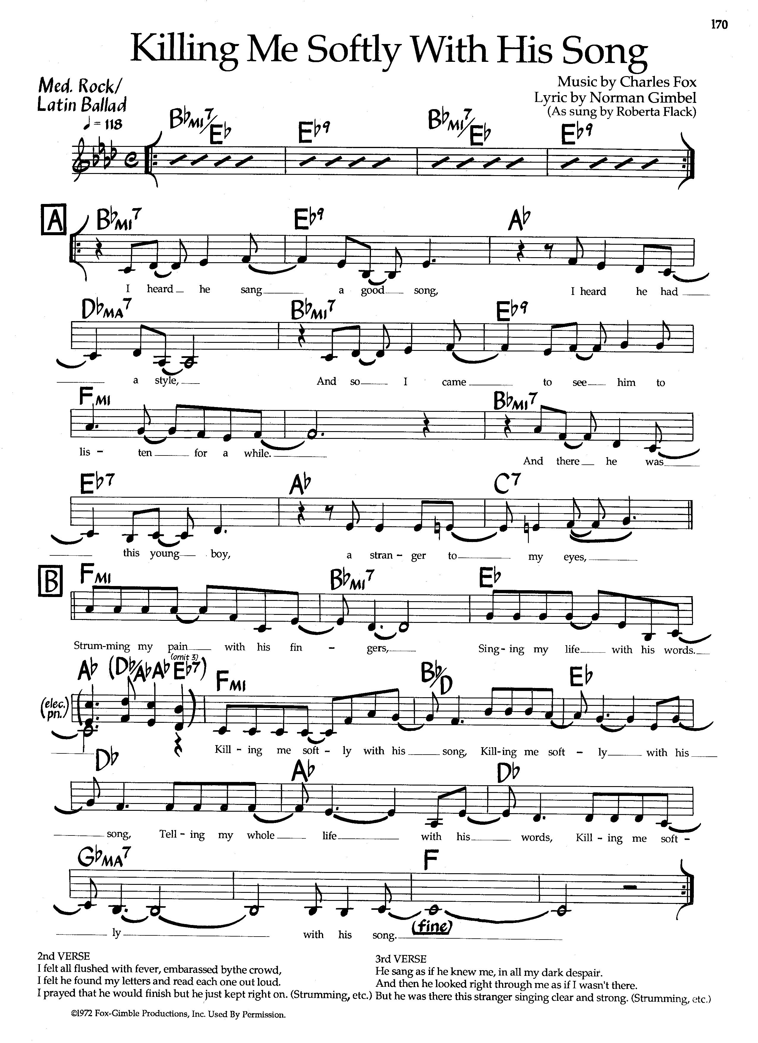 Killing Me Softly With His Song — Roberta Hack Killing Me Softly With His Song — Roberta Hack