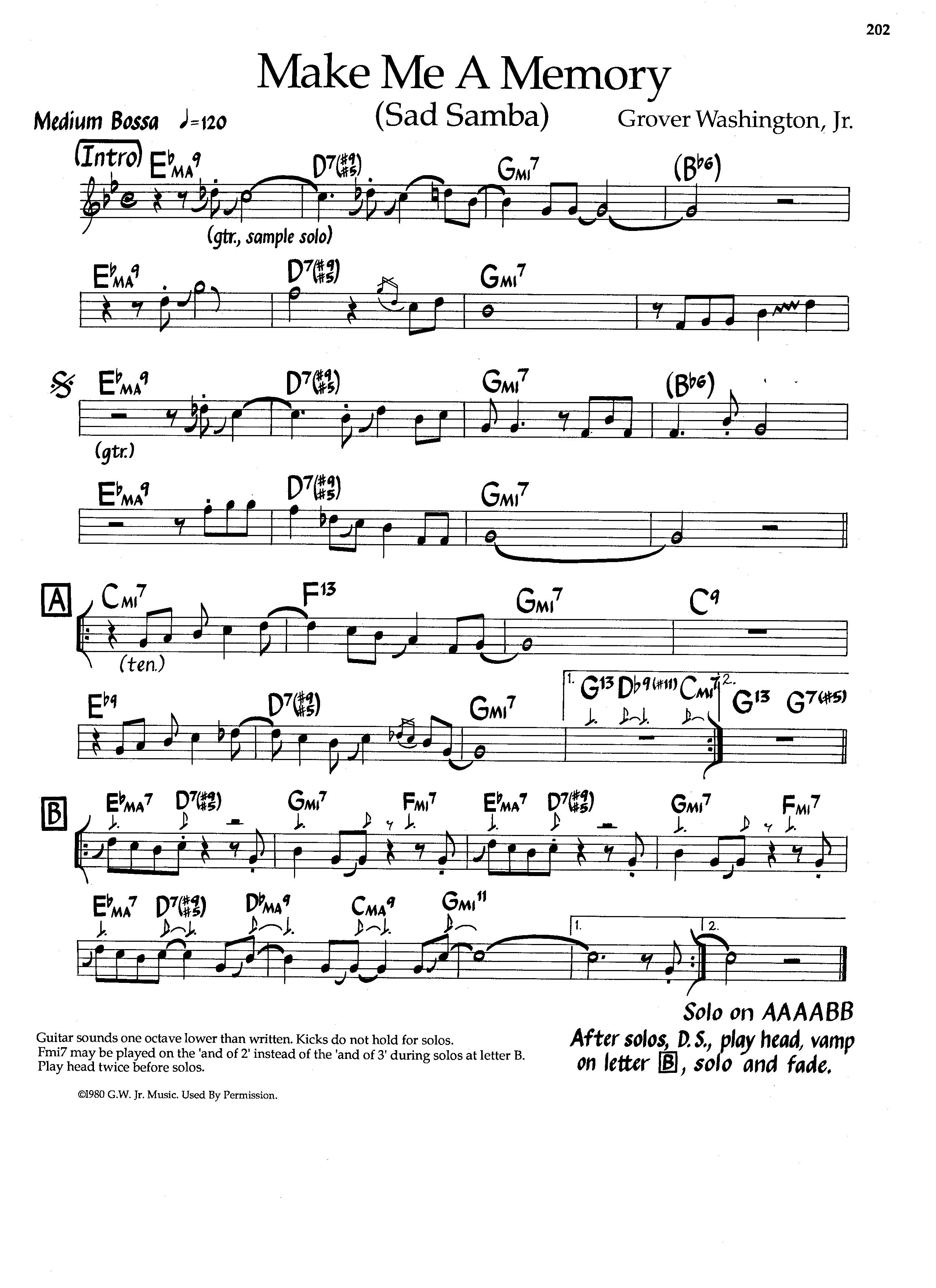 Make Me A Memory — (Sad Samba) Grover Washington Jr Make Me A Memory — (Sad Samba) Grover Washington Jr