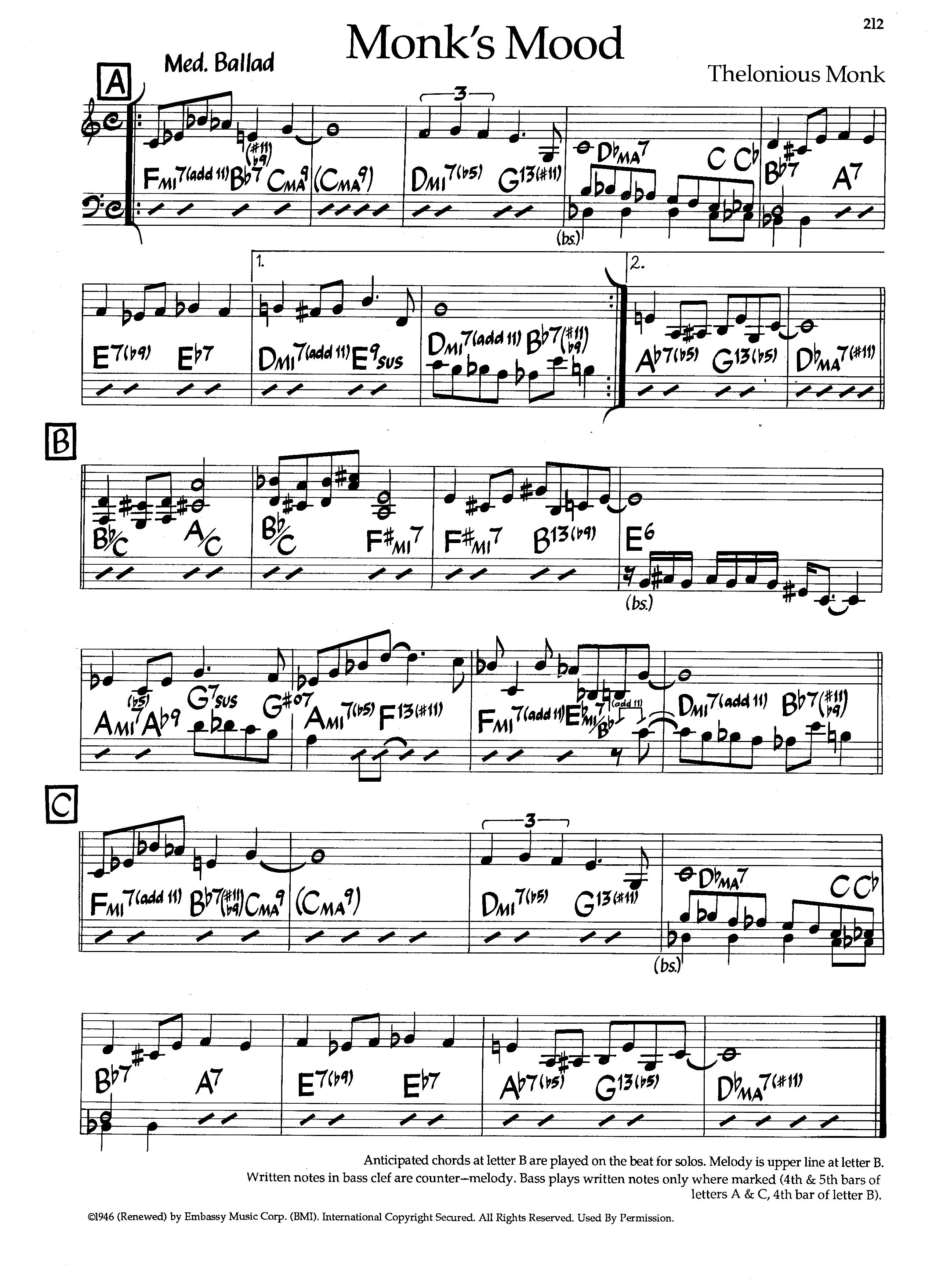 Monk's Mood — Thelonious Monk Monk's Mood — Thelonious Monk