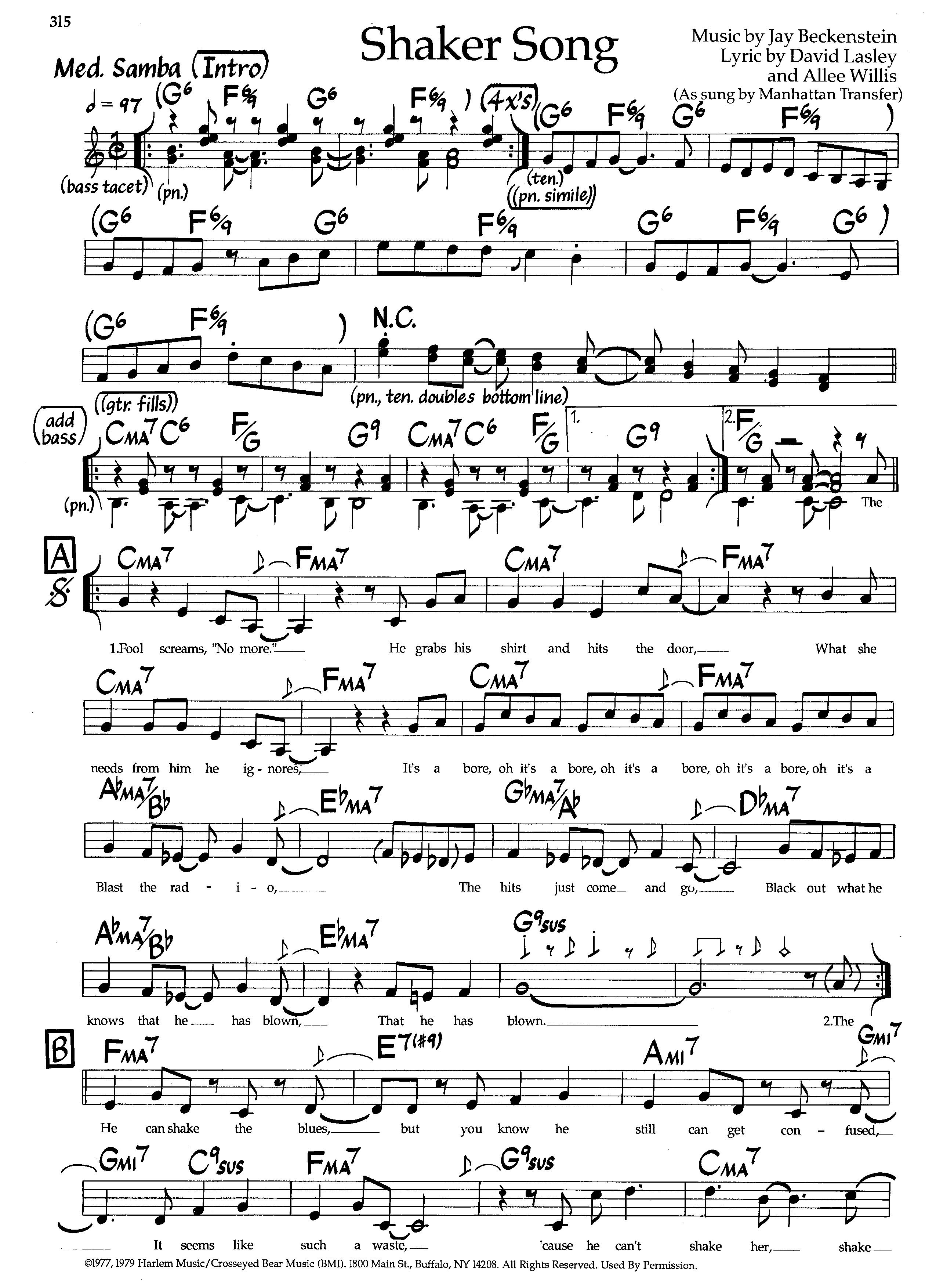 Shaker Song — Manhattan Transfer / Spyro Gyra Shaker Song — Manhattan Transfer / Spyro Gyra
