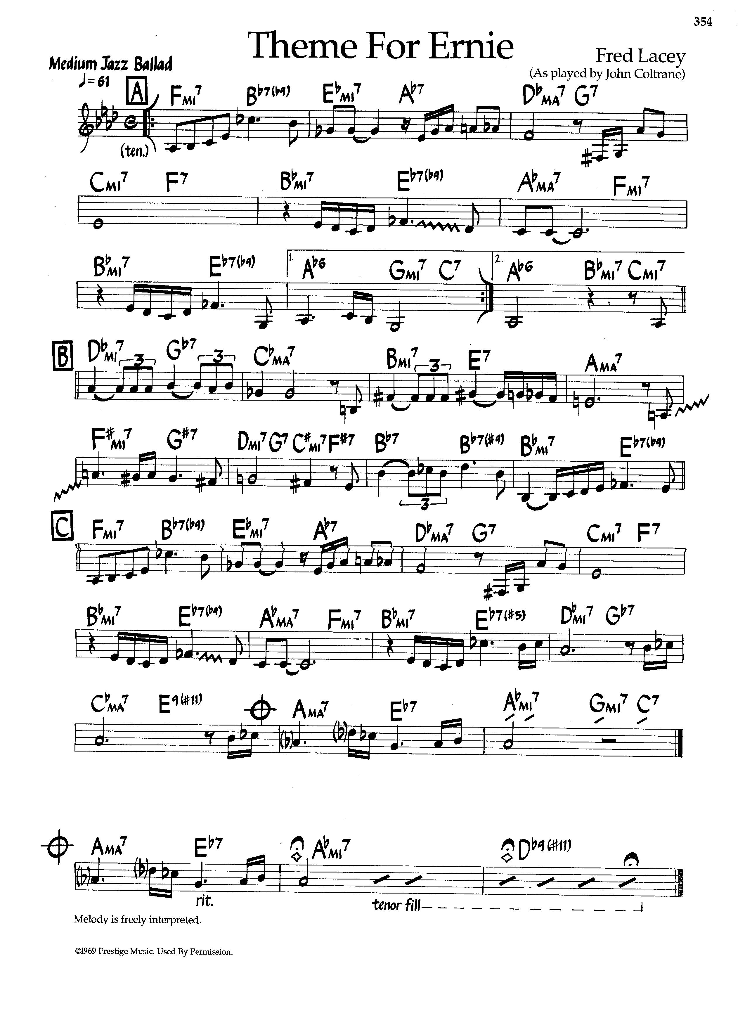Theme For Ernie — John Coltrane Theme For Ernie — John Coltrane
