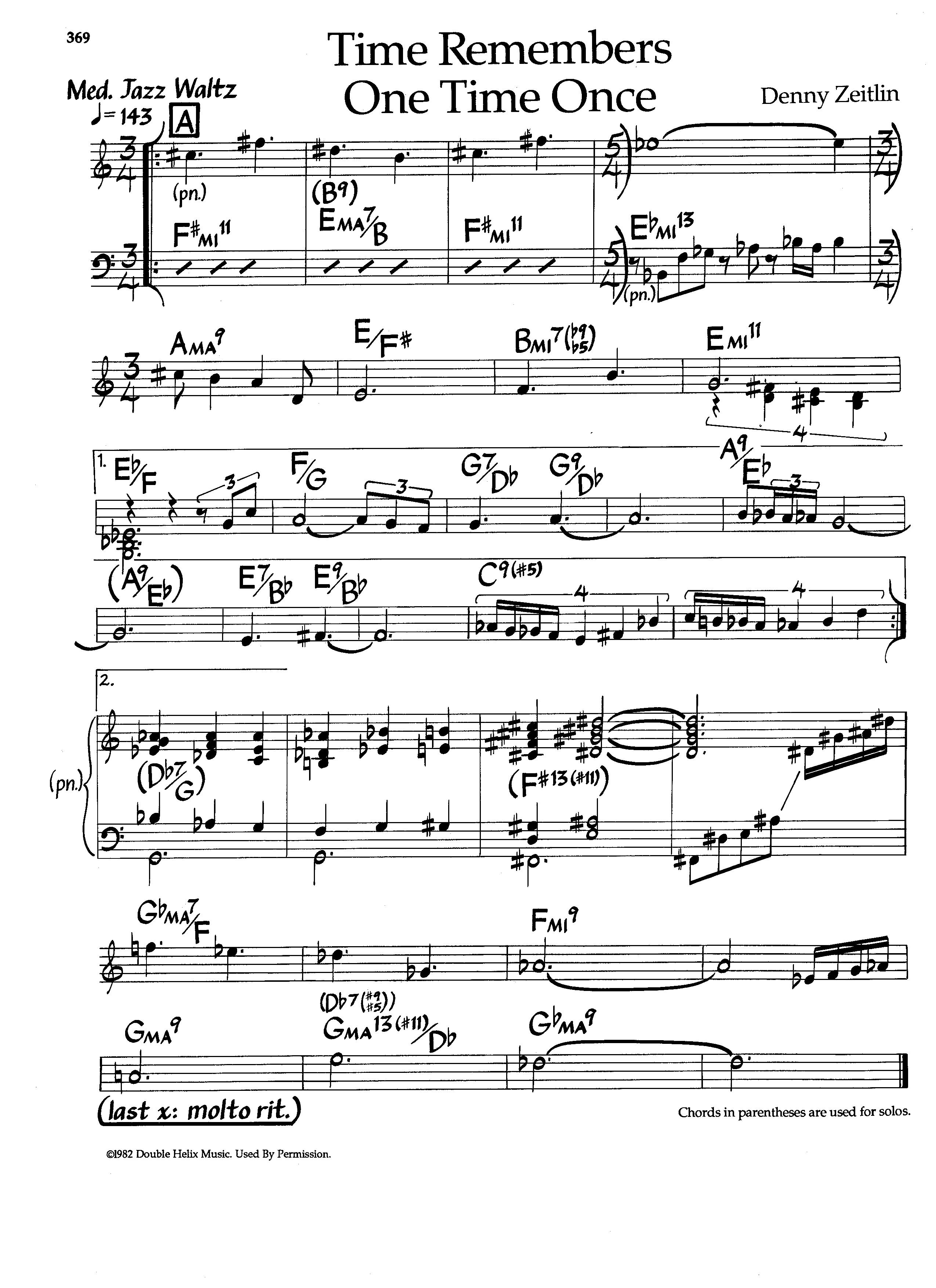 Time Remembers One Time Once — Denny Zeitlin Time Remembers One Time Once — Denny Zeitlin