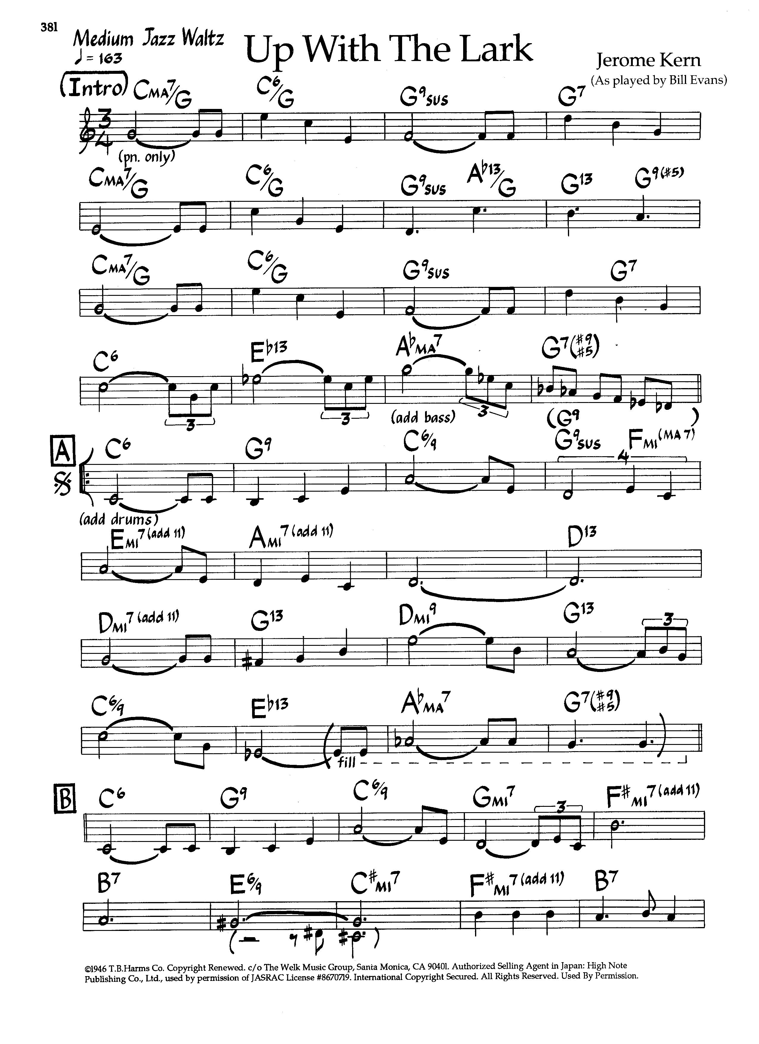 Up With The Lark — Bill Evans Up With The Lark — Bill Evans