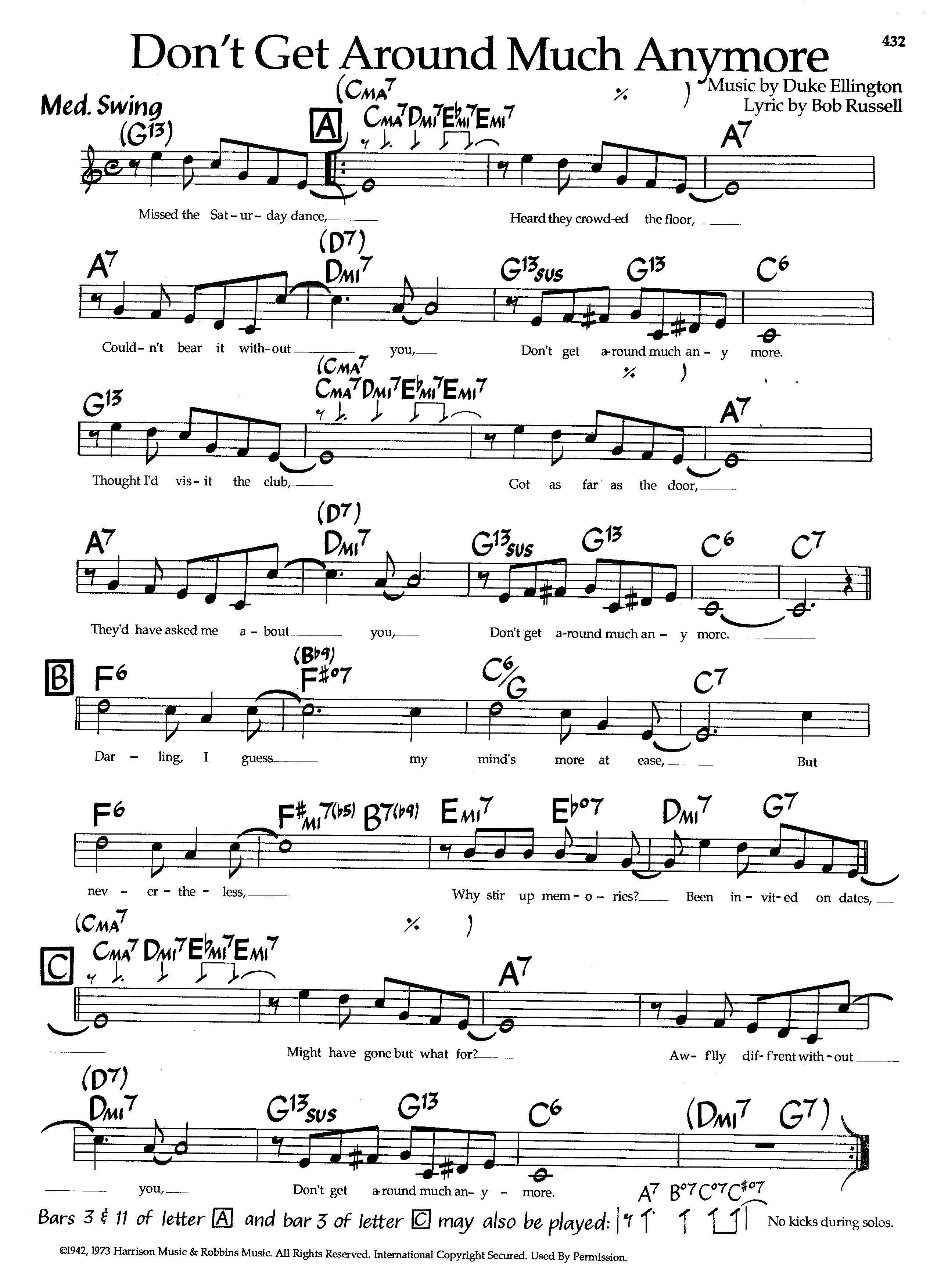 Don’t Get Around Much Anymore — Duke Ellington Don’t Get Around Much Anymore — Duke Ellington