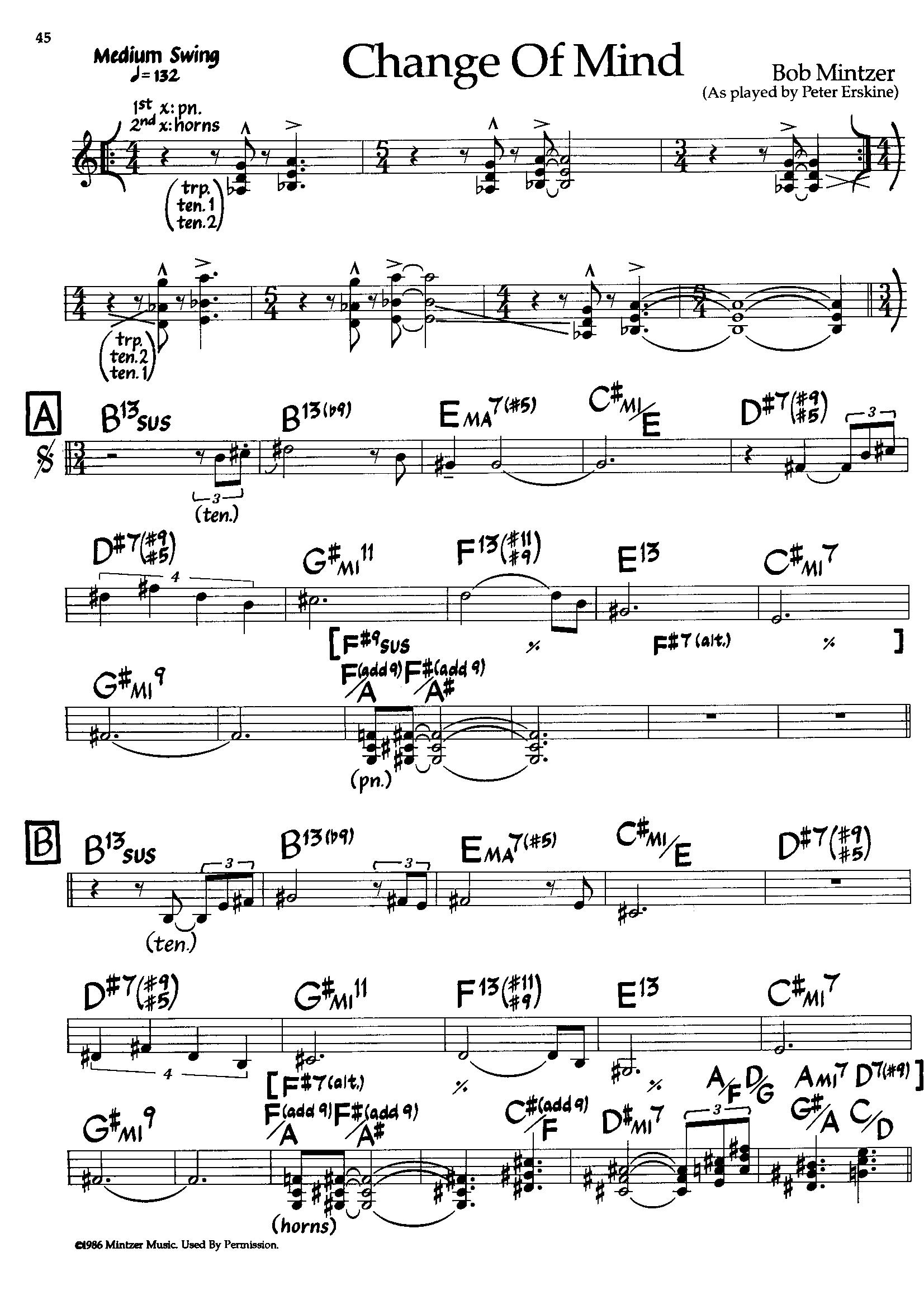 Change Of Mind — Peter Erskine Change Of Mind — Peter Erskine