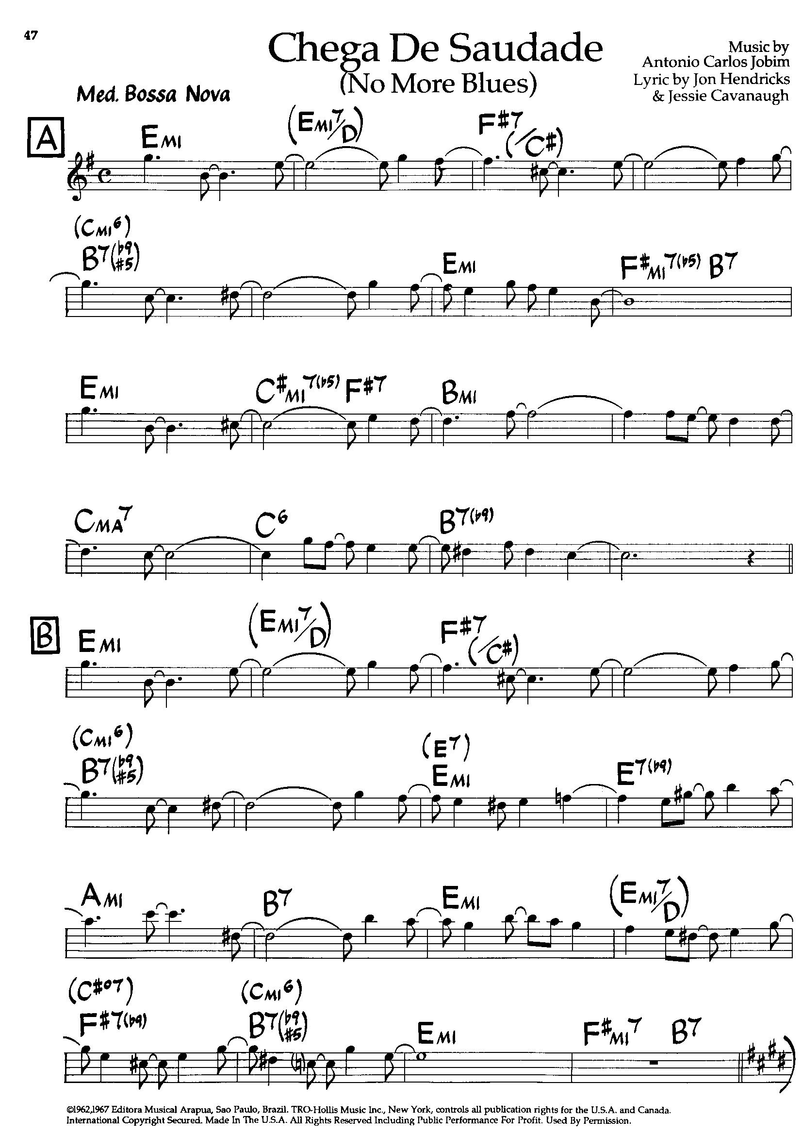 Chega De Saud Ade — Antonio Carlos Jobim Chega De Saud Ade — Antonio Carlos Jobim