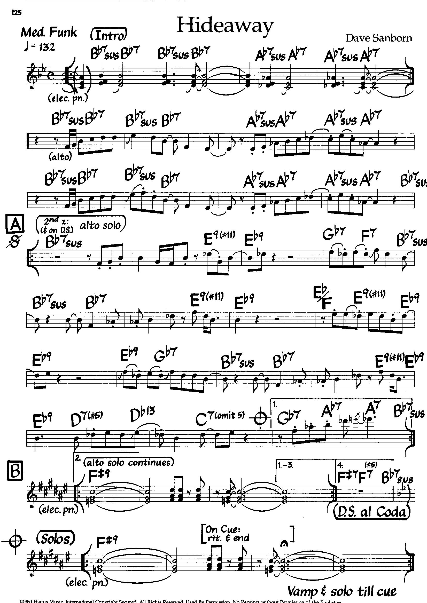 Hideaway — Dave Sanborn Hideaway — Dave Sanborn