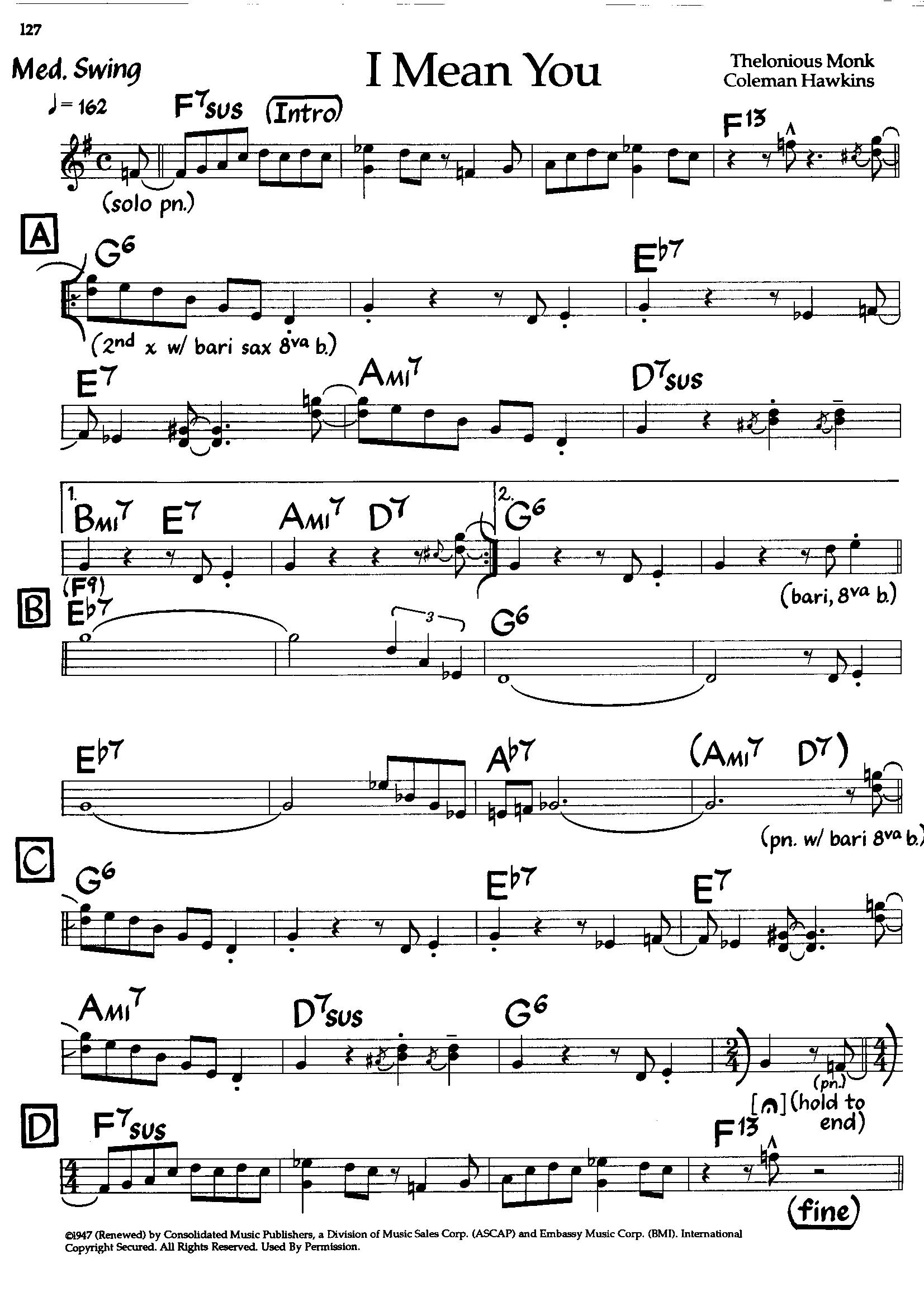 I Mean You — Thelonious Monk I Mean You — Thelonious Monk