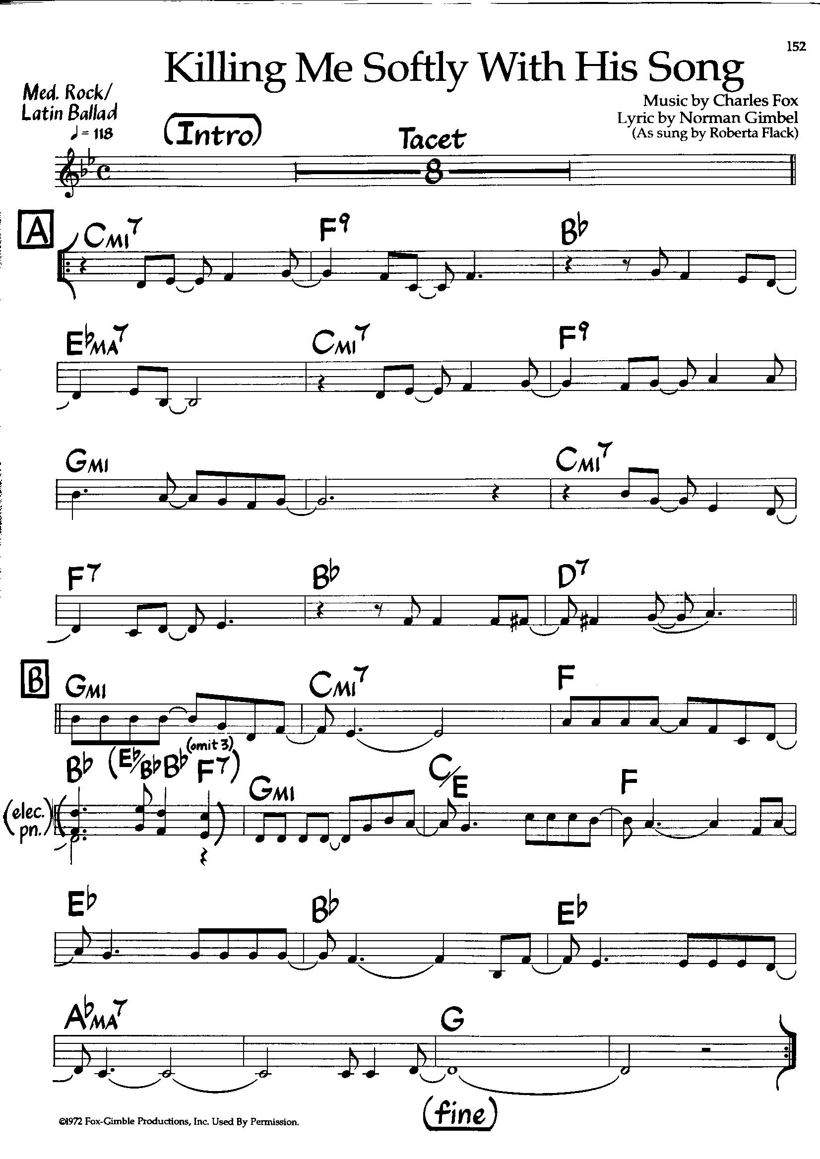 Killing Me Softly With His Song — Roberta Flack Killing Me Softly With His Song — Roberta Flack