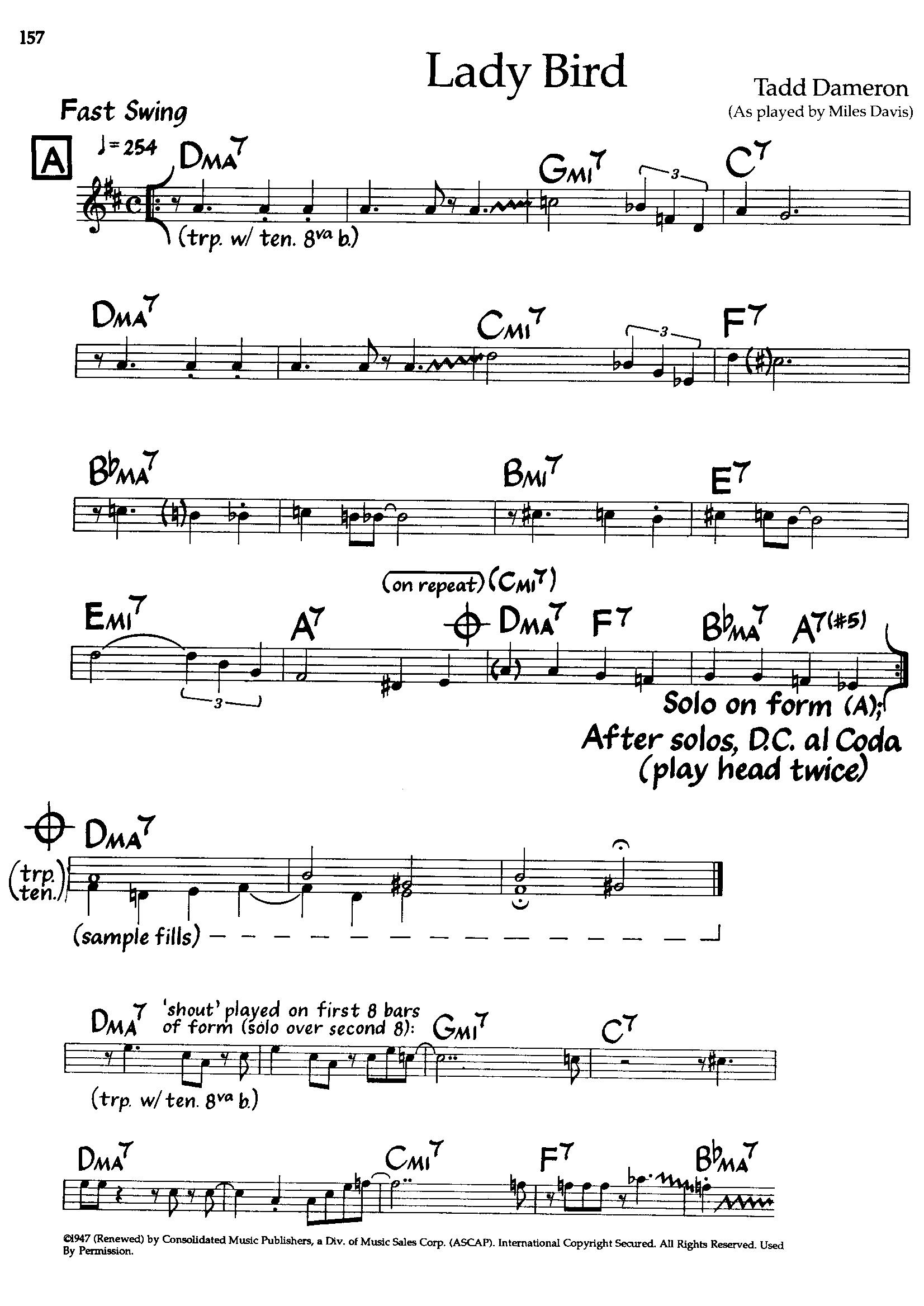 Lady Bird — Miles Davis / Tadd Dameron Lady Bird — Miles Davis / Tadd Dameron