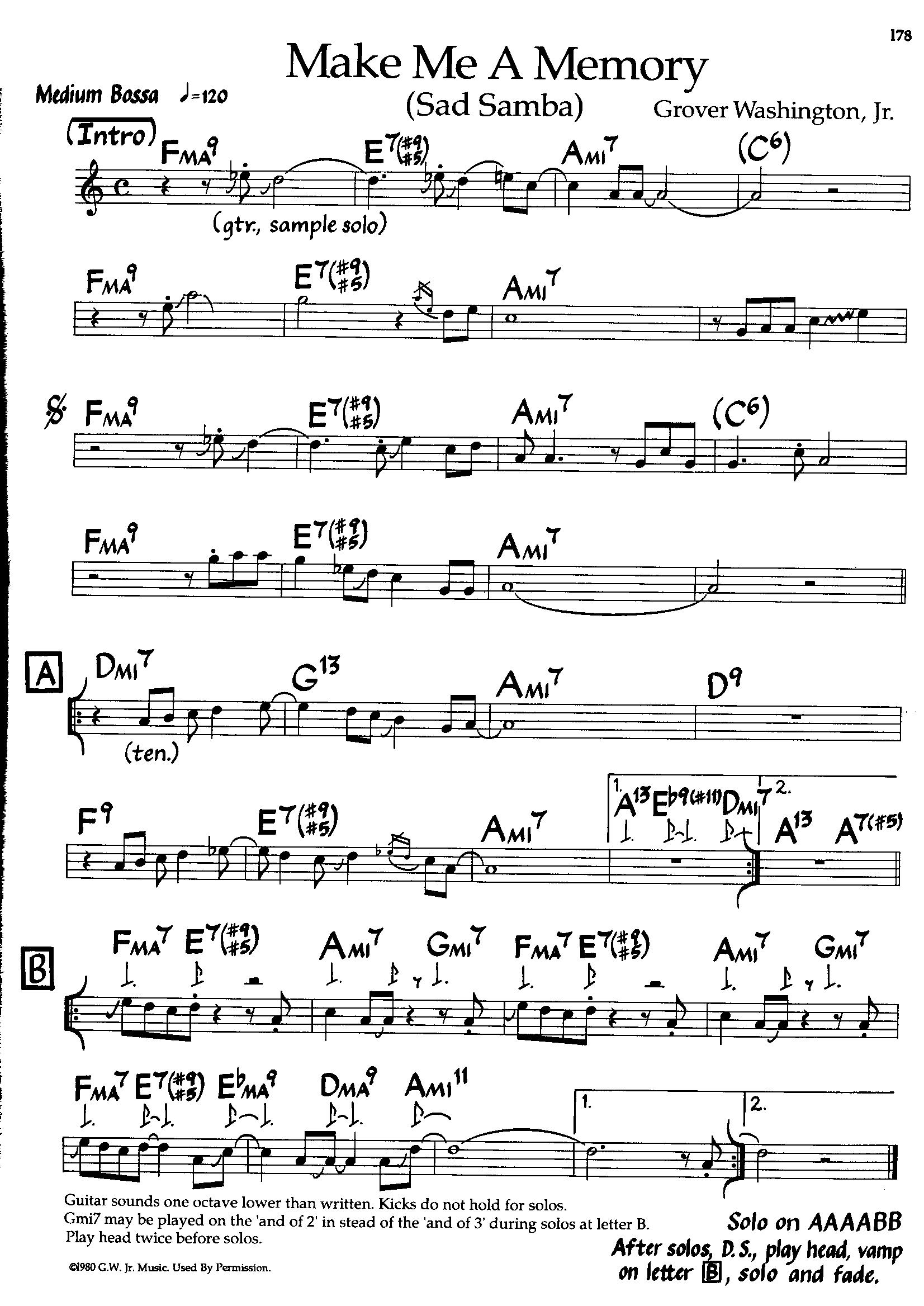 Make Me A Memory (Sad Samba) — Grover Washington Jr Make Me A Memory (Sad Samba) — Grover Washington Jr