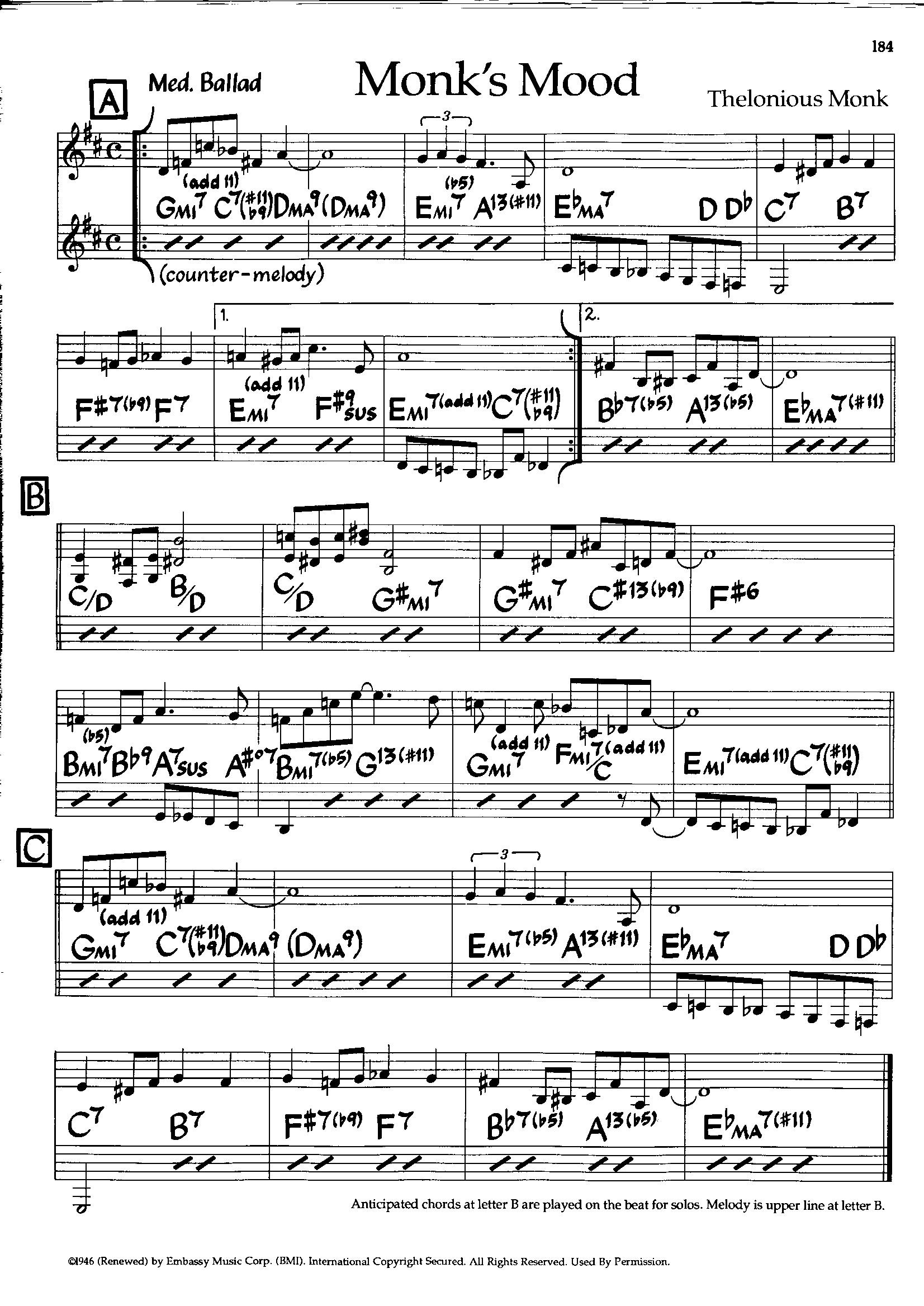 Monk’s Mood — Thelonious Monk Monk’s Mood — Thelonious Monk