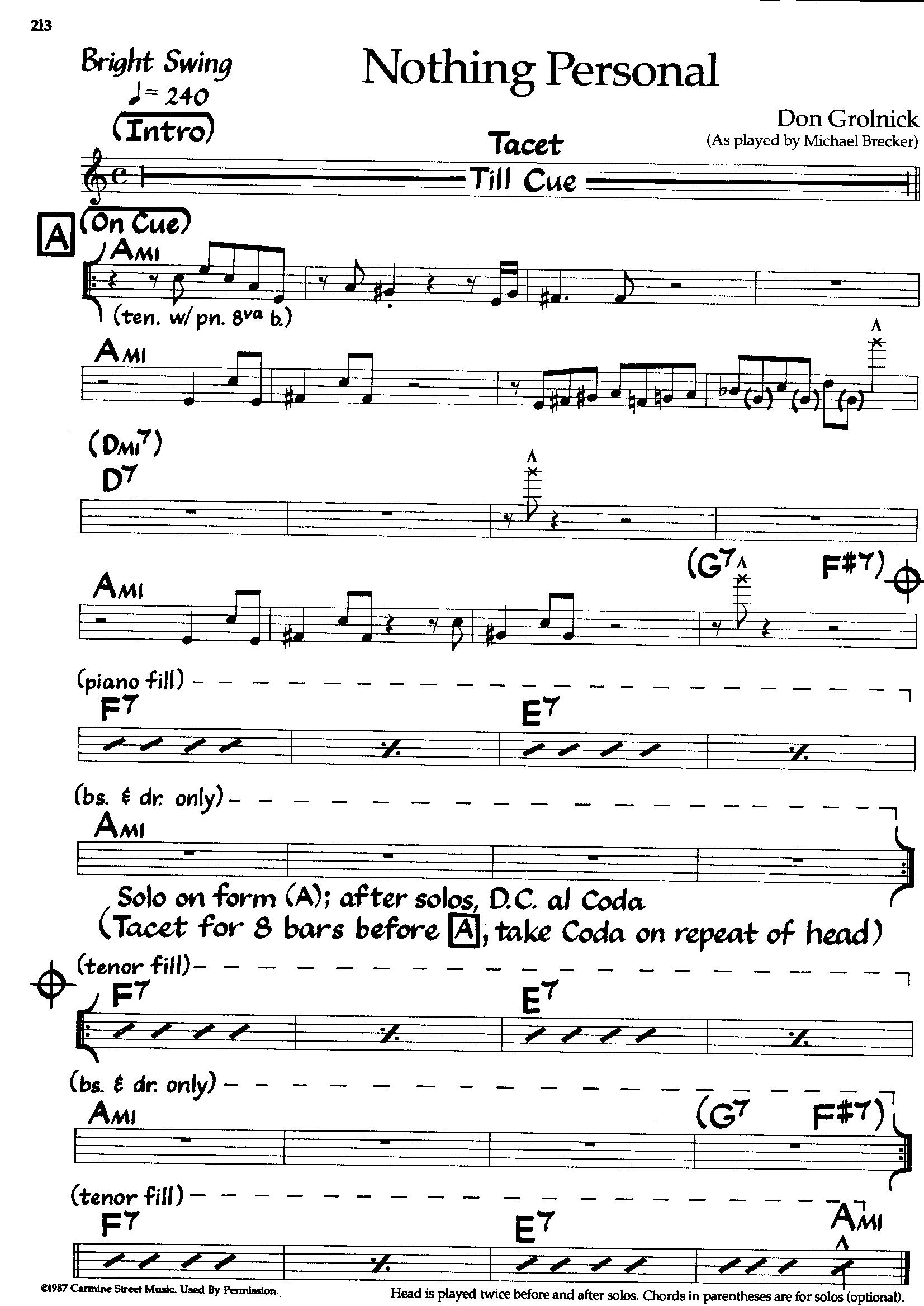 Nothing Personal — Michael Brecker Nothing Personal — Michael Brecker