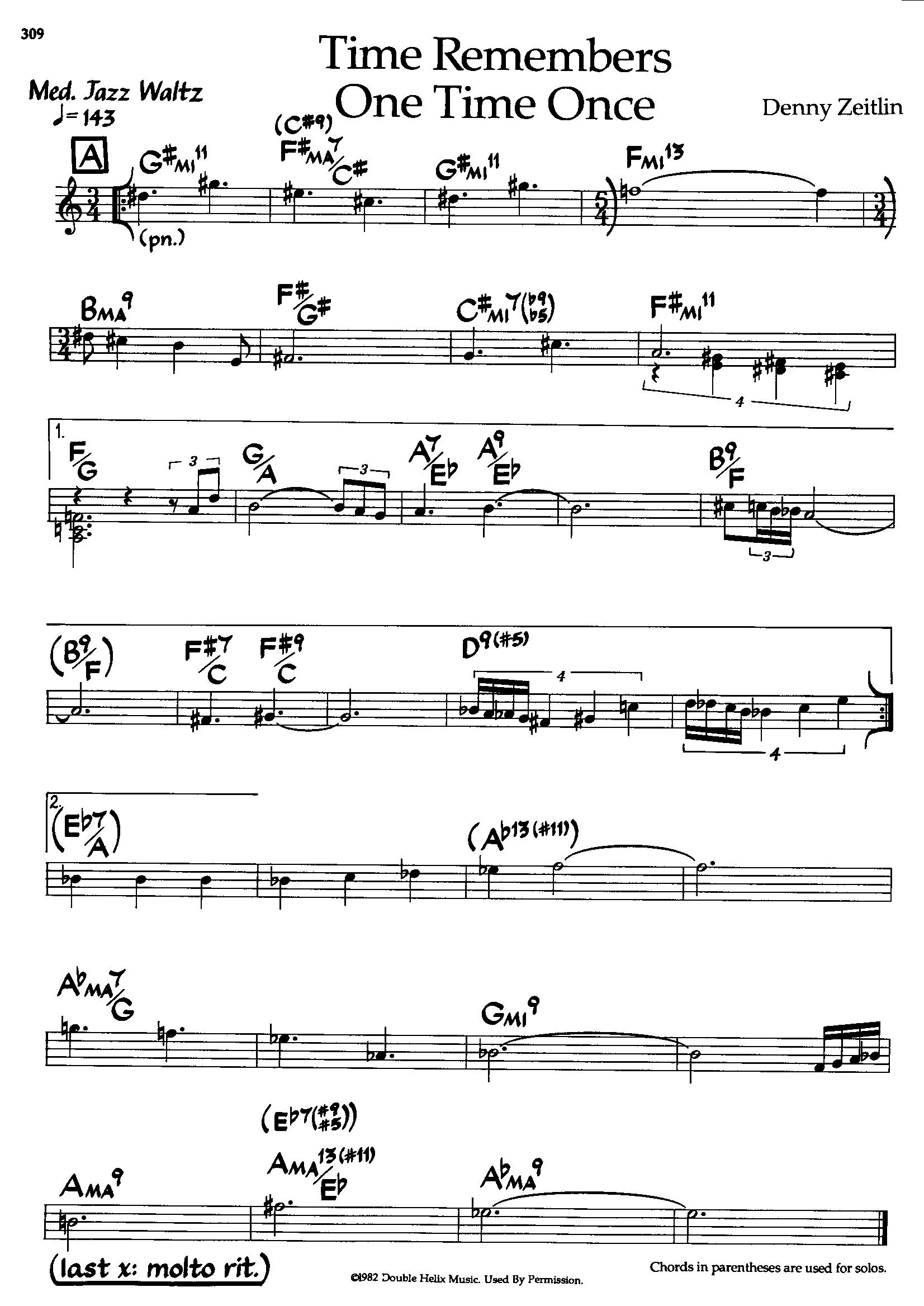 Time Remembers One Time Once — Denny Zeitlin Time Remembers One Time Once — Denny Zeitlin