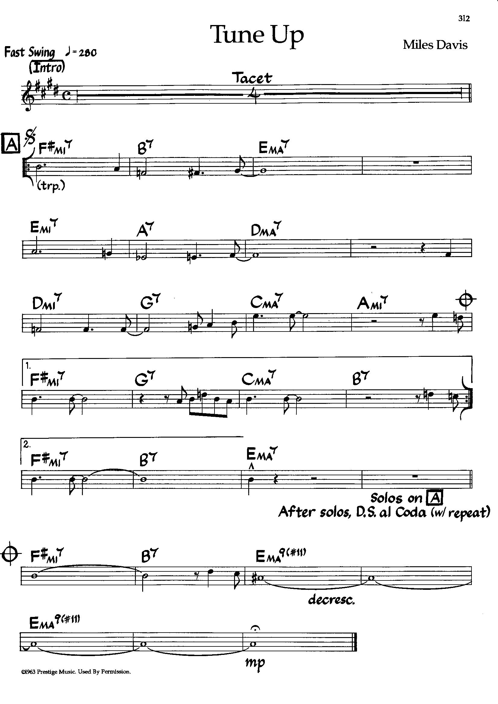 Tune Up — Miles Davis Tune Up — Miles Davis