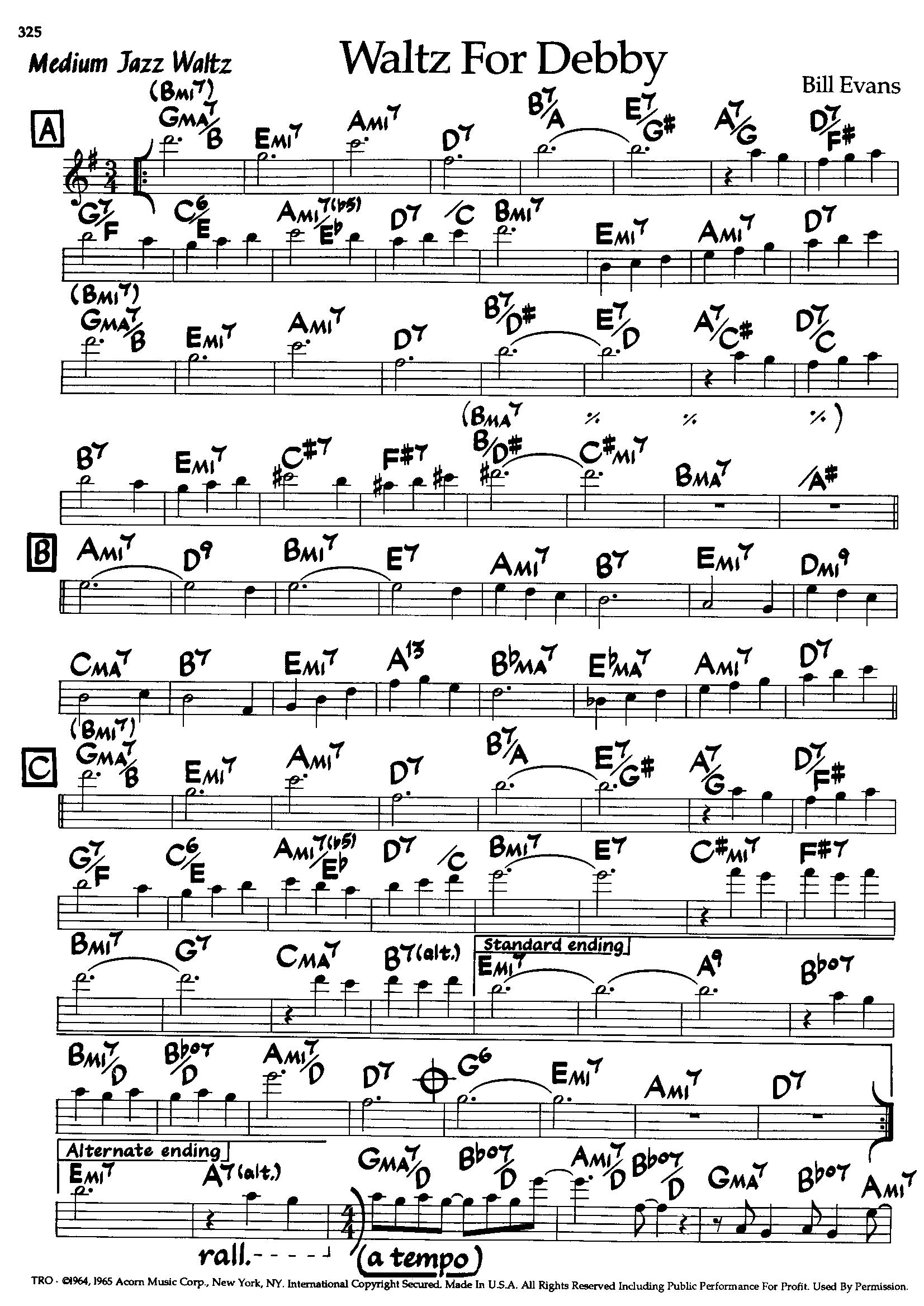 Waltz For Debby — Bill Evans Waltz For Debby — Bill Evans