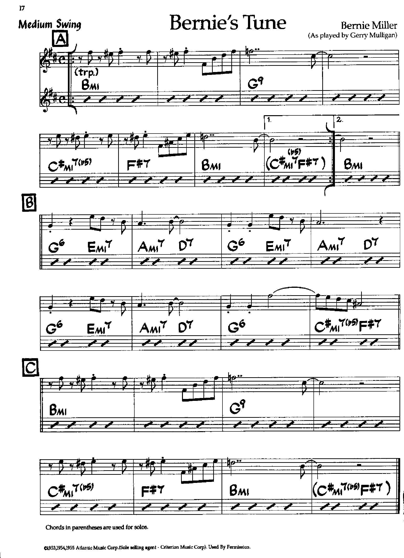 Bernie’s Tune — Gerry Mulligan Bernie’s Tune — Gerry Mulligan