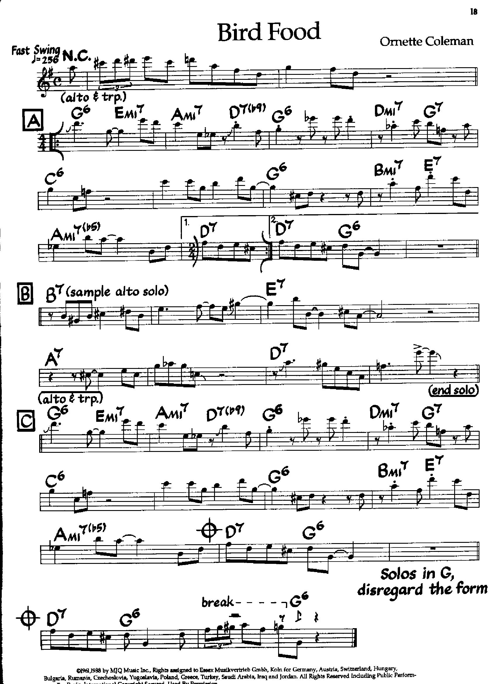 Bird Food — Ornette Coleman Bird Food — Ornette Coleman