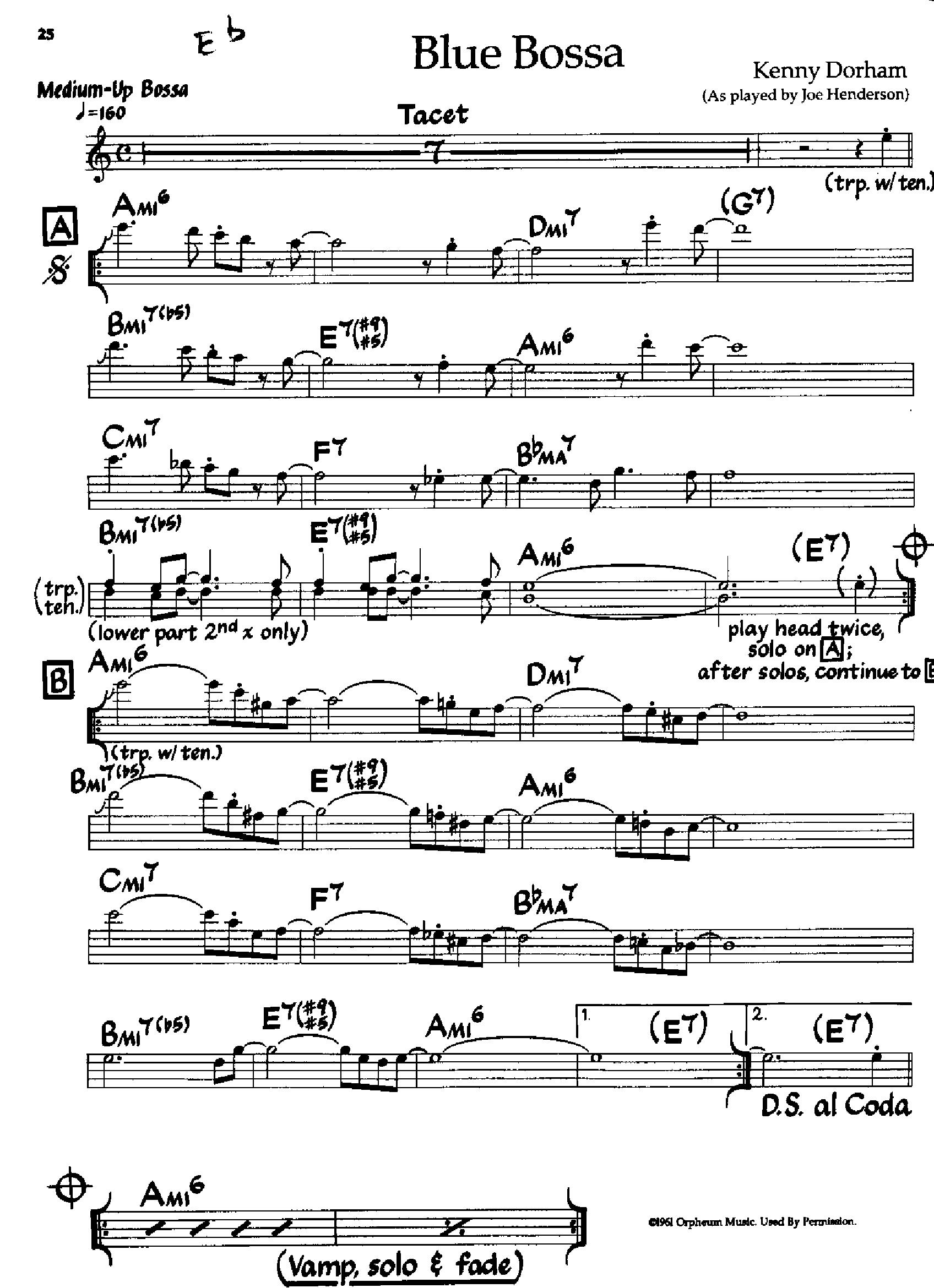 Blue Bossa — Joe Henderson Blue Bossa — Joe Henderson
