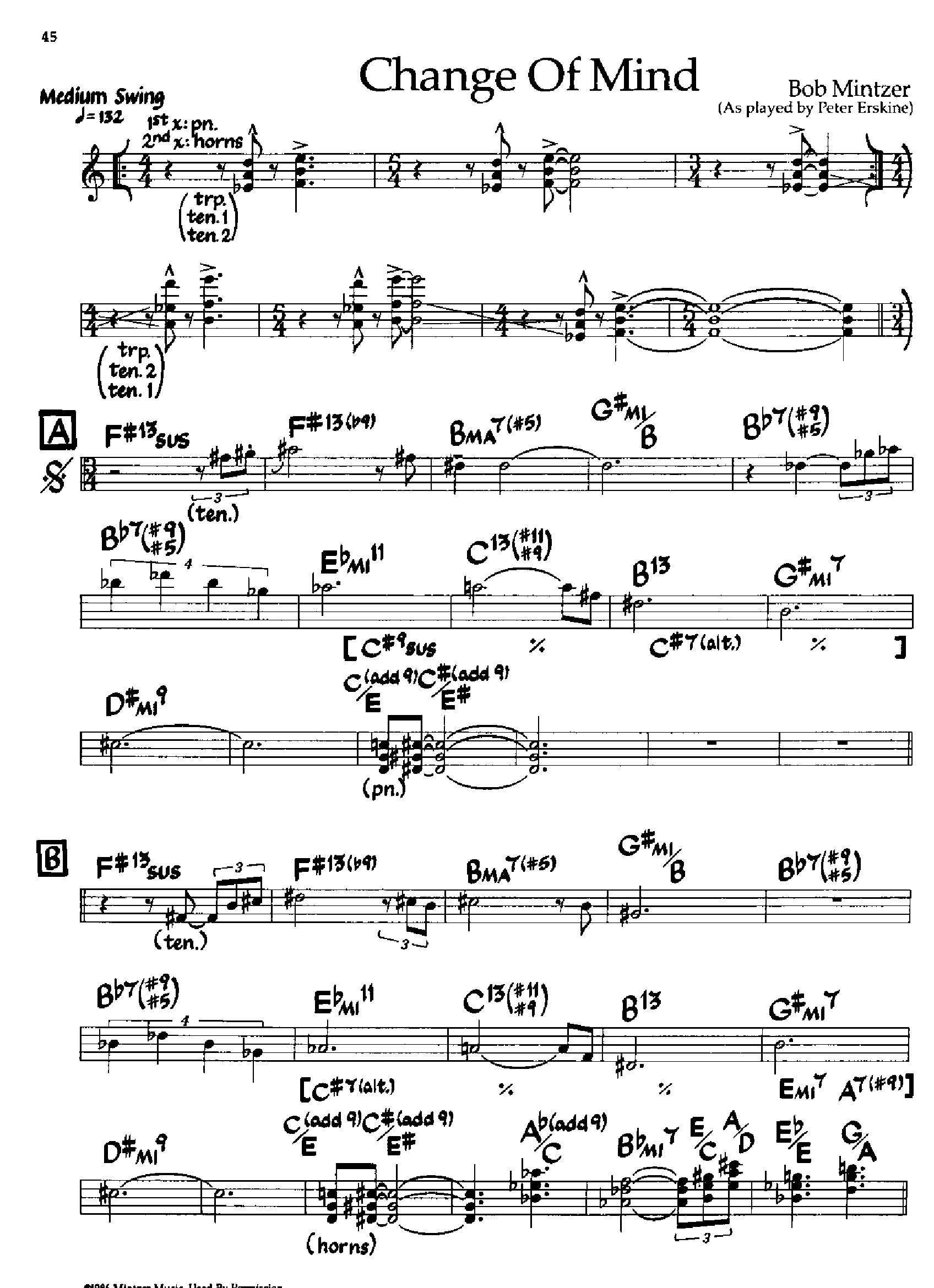 Change Of Mind — Peter Erskine Change Of Mind — Peter Erskine