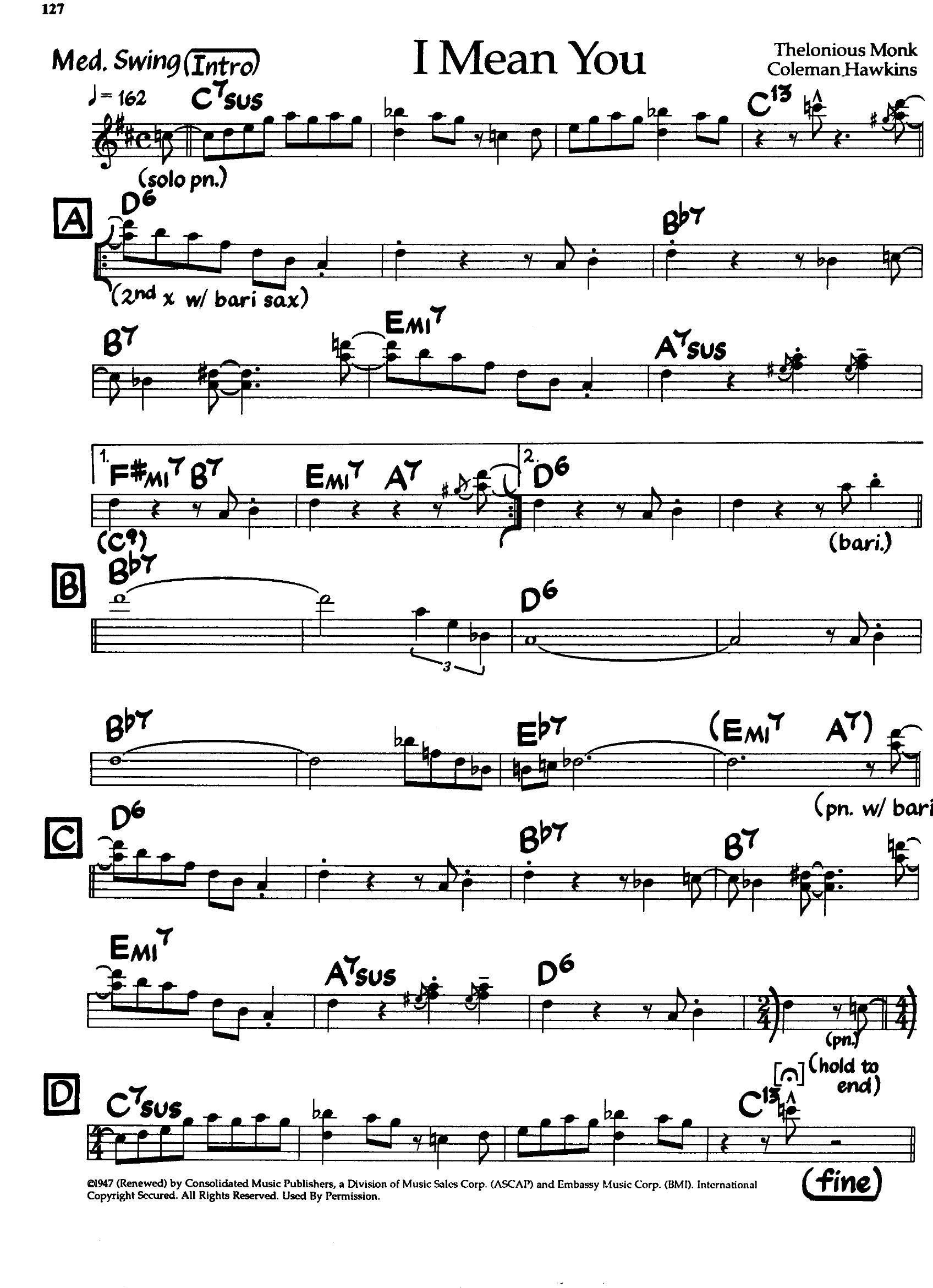 I Mean You — Thelonious Monk I Mean You — Thelonious Monk