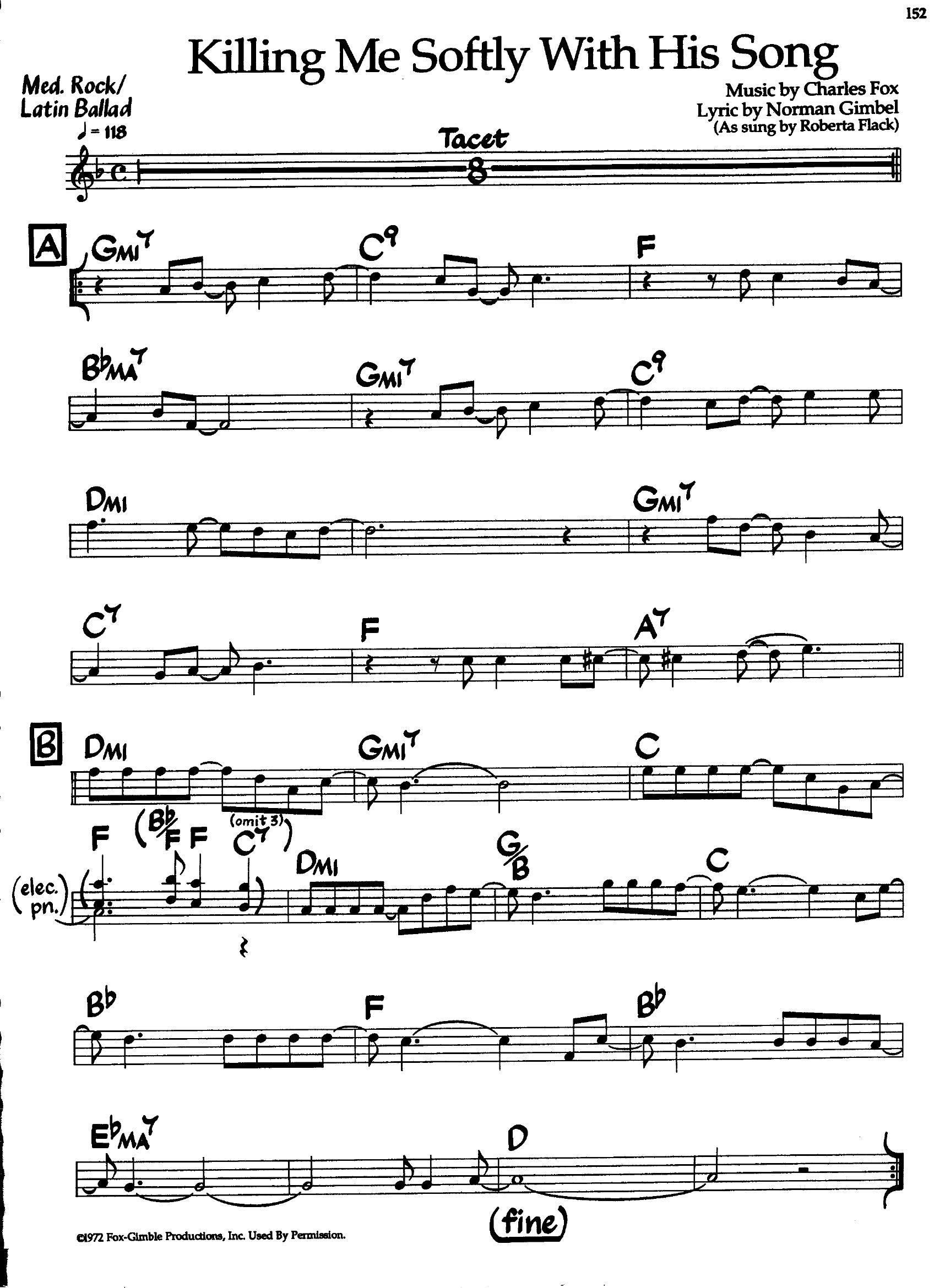 Killing Me Softly With His Song — Roberta Flack Killing Me Softly With His Song — Roberta Flack
