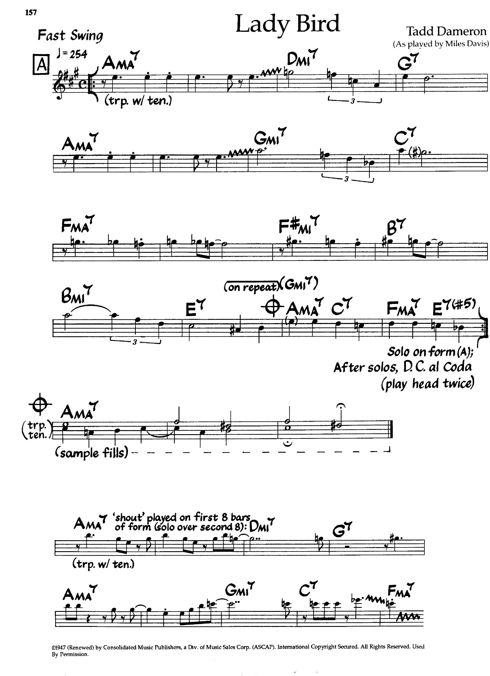 Lady Bird — Miles Davis / Tadd Dameron Lady Bird — Miles Davis / Tadd Dameron