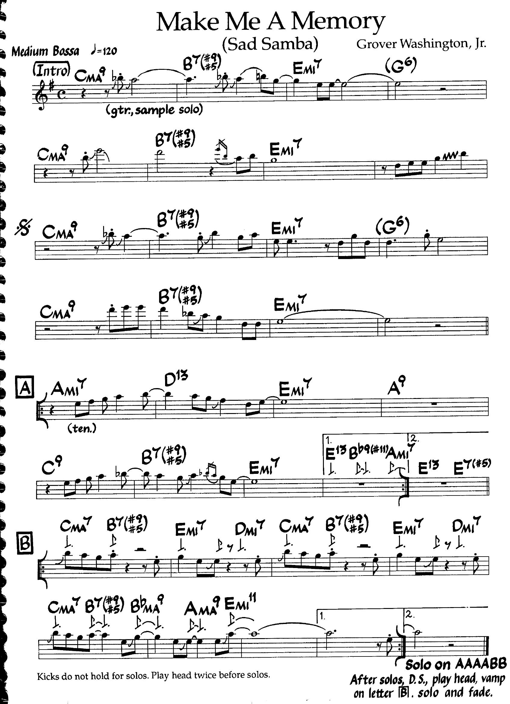 Make Me A Memory (Sad Samba) — Grover Washington Jr Make Me A Memory (Sad Samba) — Grover Washington Jr