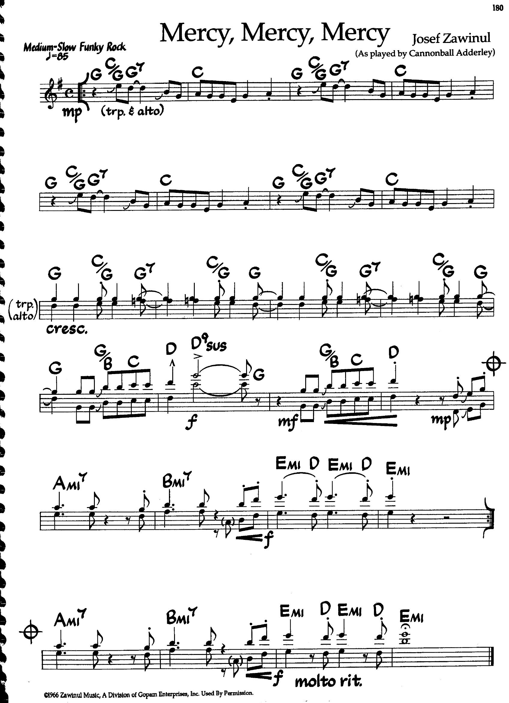 Mercy, Mercy, Mercy — Cannonball Adderley Mercy, Mercy, Mercy — Cannonball Adderley
