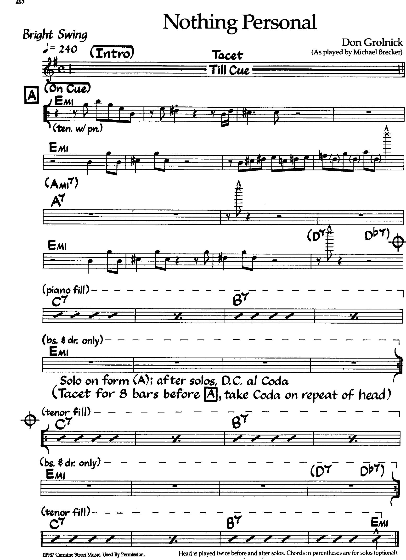 Nothing Personal — Michael Brecker Nothing Personal — Michael Brecker