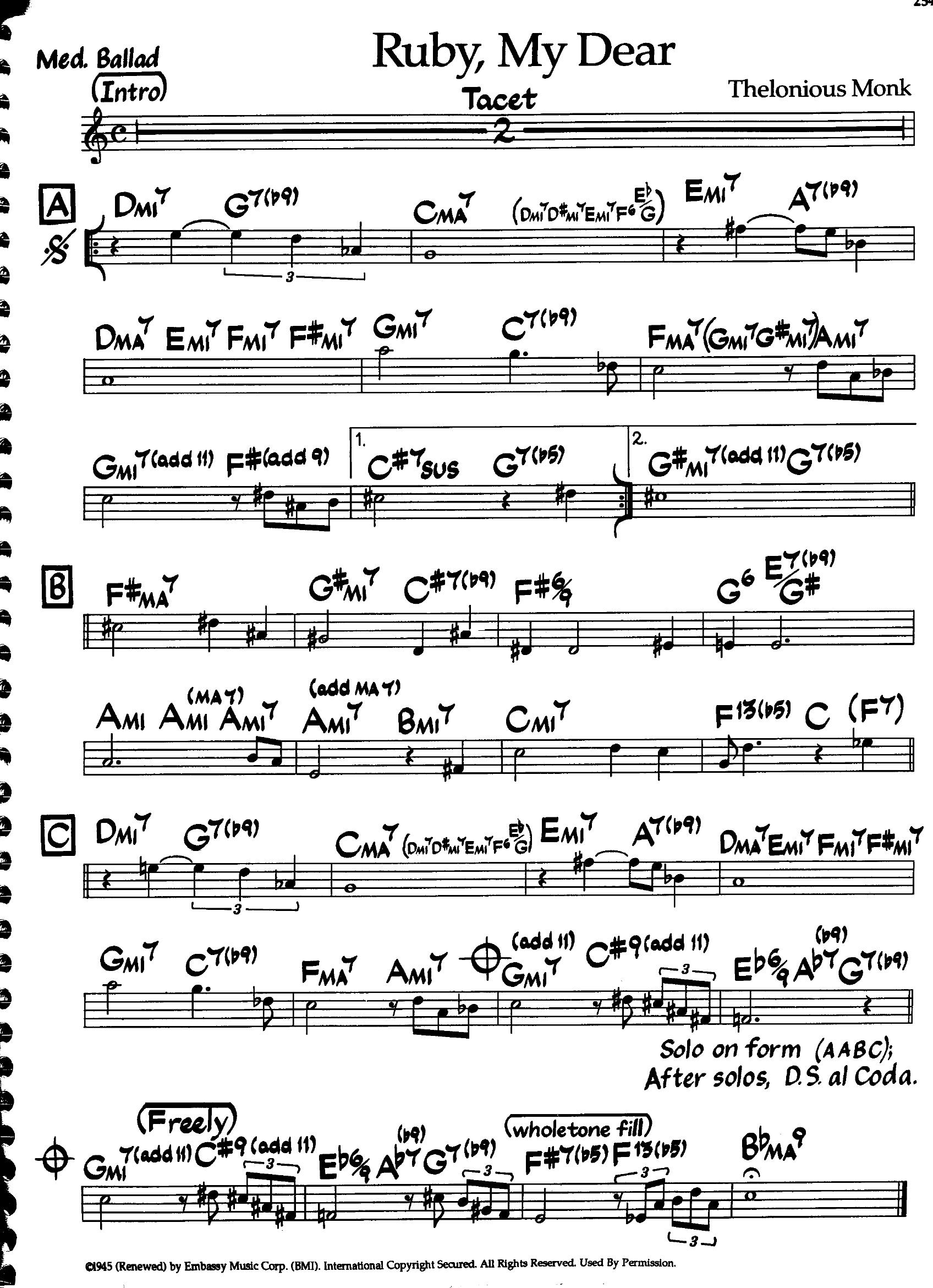 Ruby, My Dear — Thelonious Monk Ruby, My Dear — Thelonious Monk