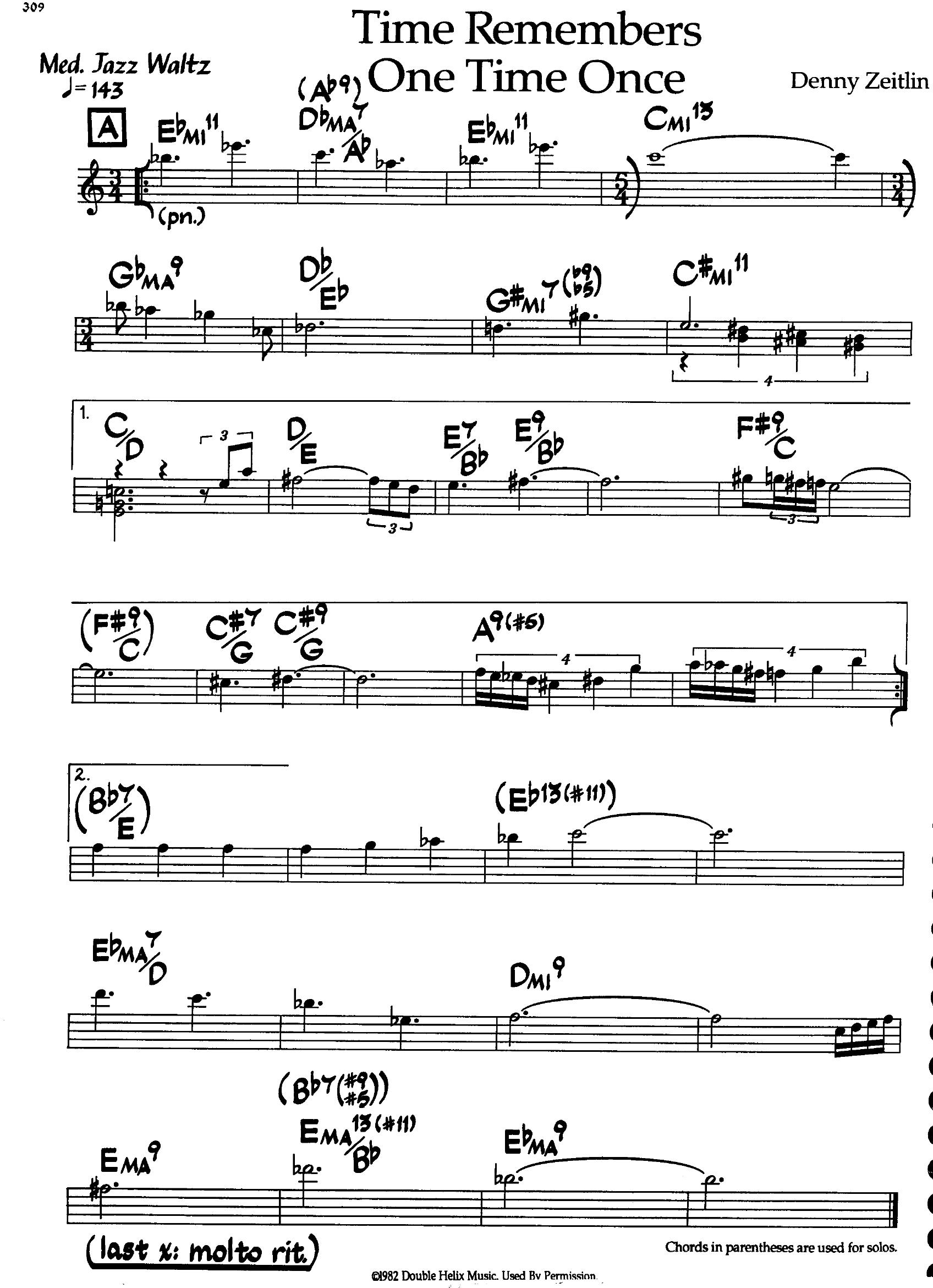 Time Remembers One Time Once — Denny Zeitlin Time Remembers One Time Once — Denny Zeitlin