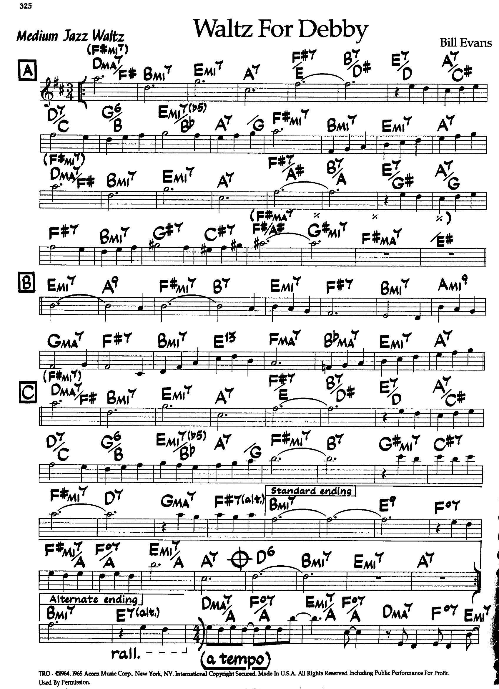 Waltz For Debby — Bill Evans Waltz For Debby — Bill Evans